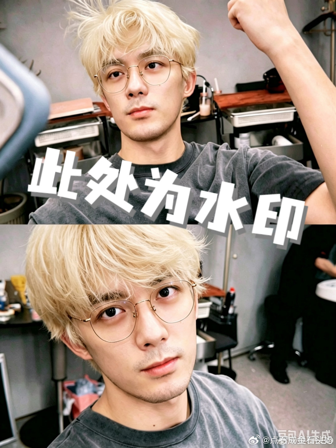 #吴磊染金发#
要是眉毛能漂成金色，然后再加配眼镜就更绝了，哈哈，我用ai做的~ ​