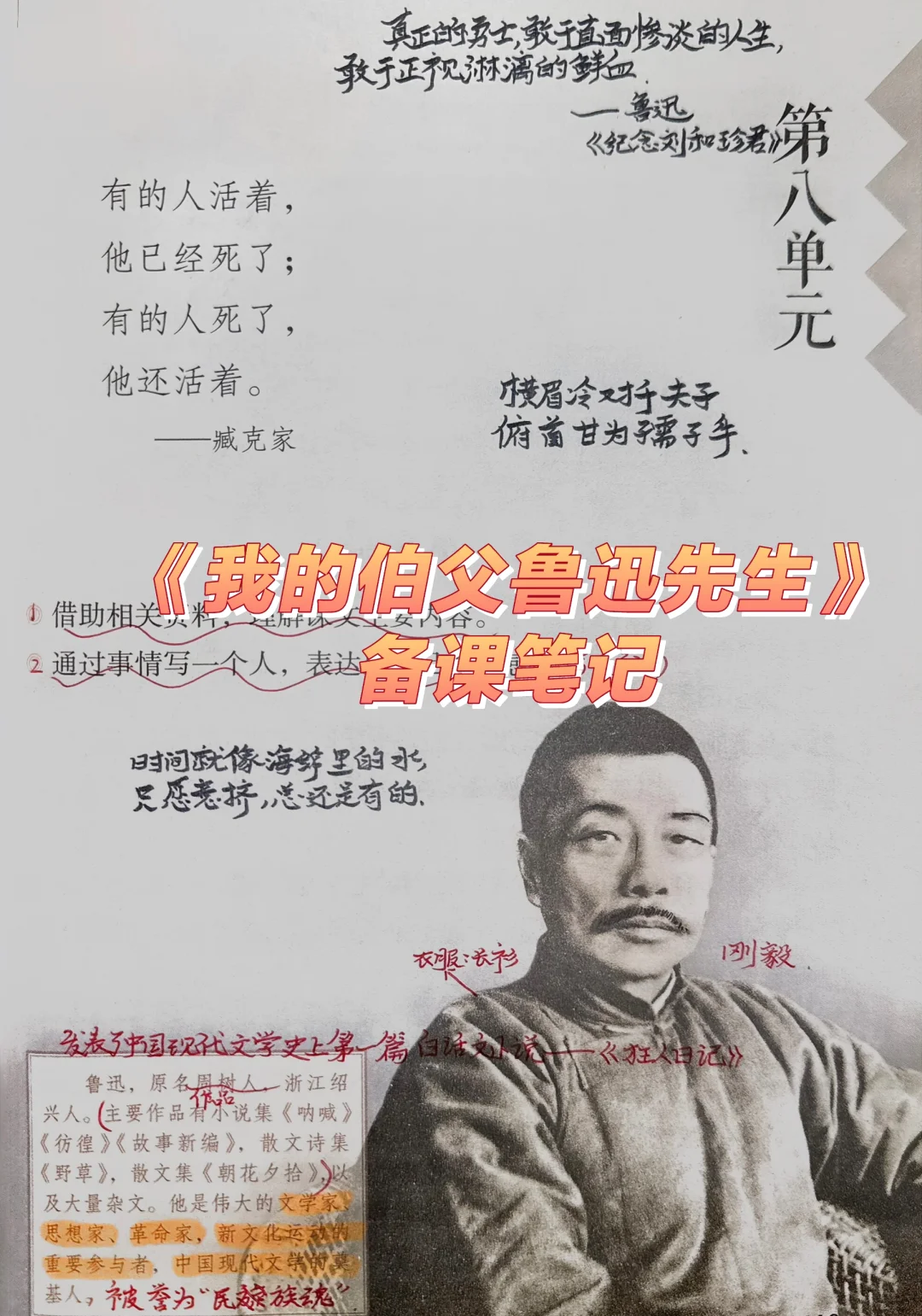 六上语文｜《我的伯父鲁迅先生》备课笔记