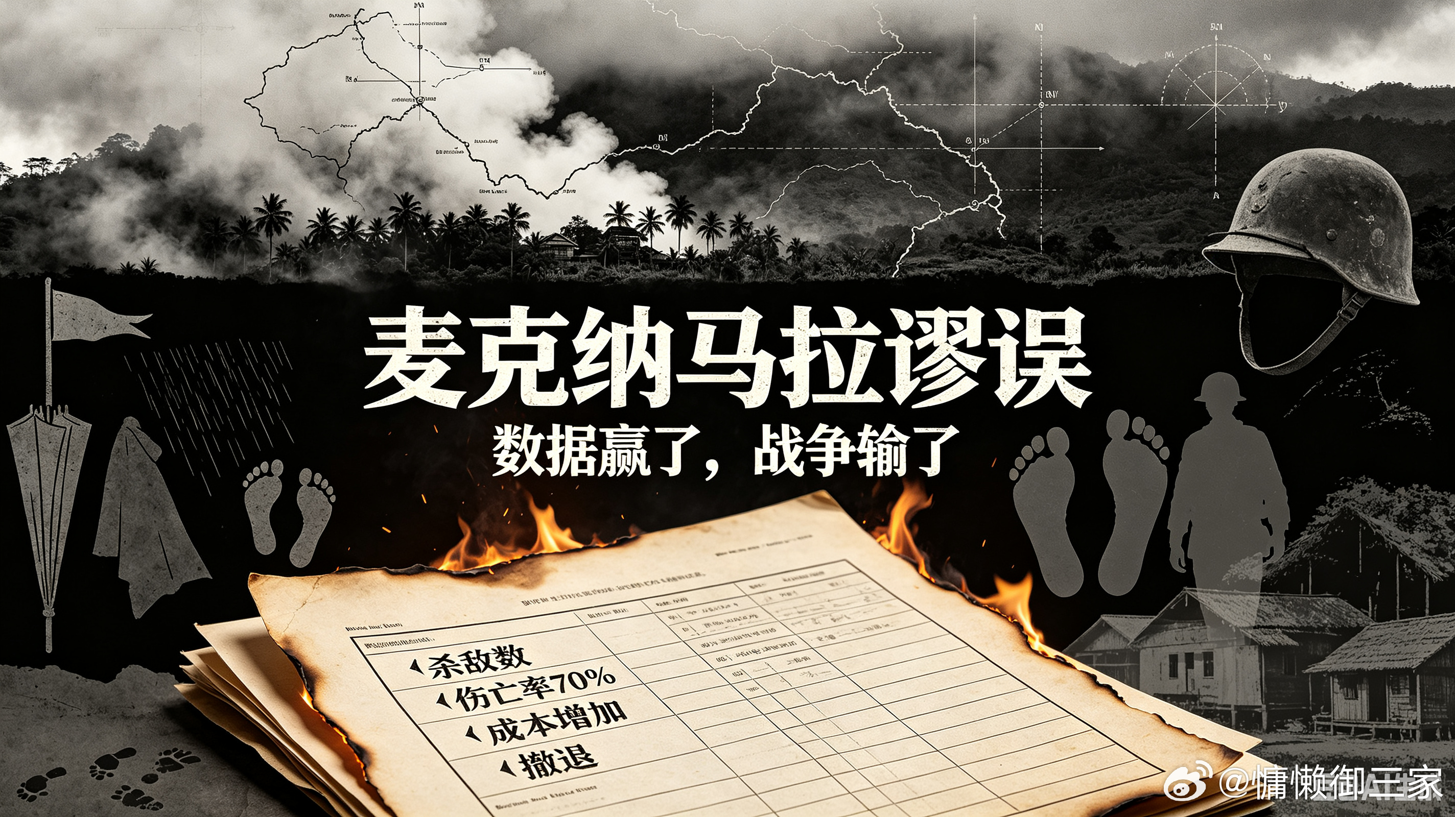 只要数据好看，KPI达标，就是一场遥遥领先的胜利吗？大错特错！1965年，美国防长麦克纳马拉给越战定下了一个荒诞的KPI，“杀敌数”

小马拉之前是福特总裁，一个把效率刻进骨子里的数据狂魔。在他眼里，战争不是为了夺取土地，也不是为了收复人心，而是一道冰冷的数学题。他的逻辑听起来竟然很有道理， ​