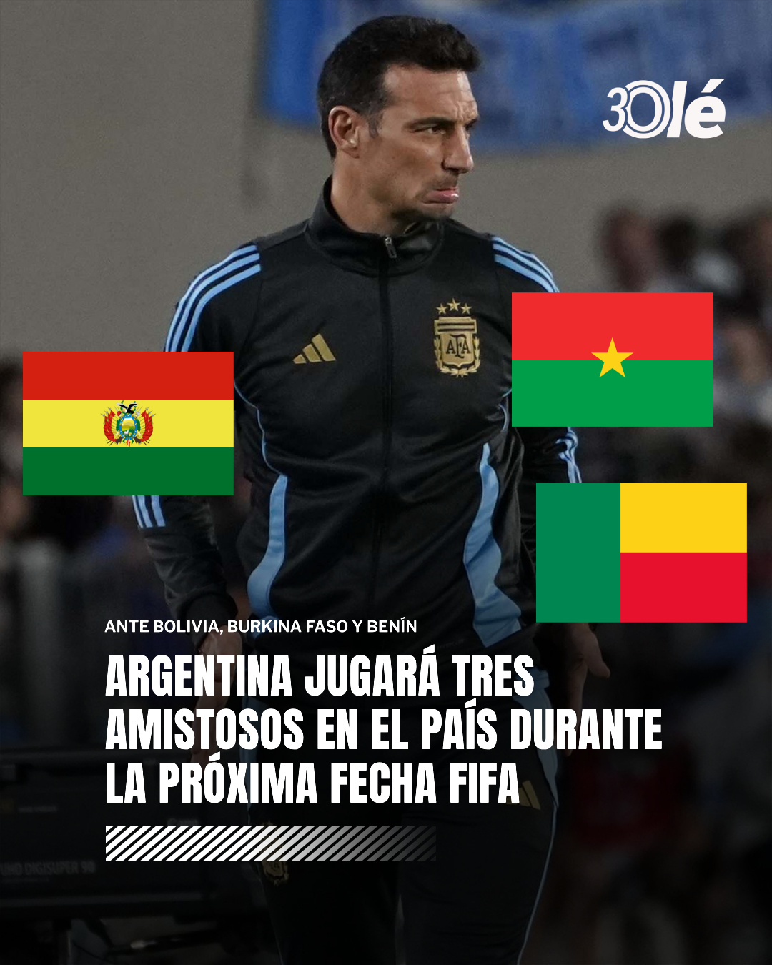 🚨🇦🇷 奥莱报：阿根廷国家队将在下一个国际比赛日期间，在国内进行三场友谊赛。

目前的对手如下：

🆚🇧🇴 玻利维亚，比赛地：科尔多瓦（9月30日） 🆚🇧🇫 布基纳法索，比赛地：纪念碑球场（10月3日） 🆚🇧🇯 贝宁，比赛地：纪念碑球场（10月6日）

#阿根廷国家队##世界杯 ​