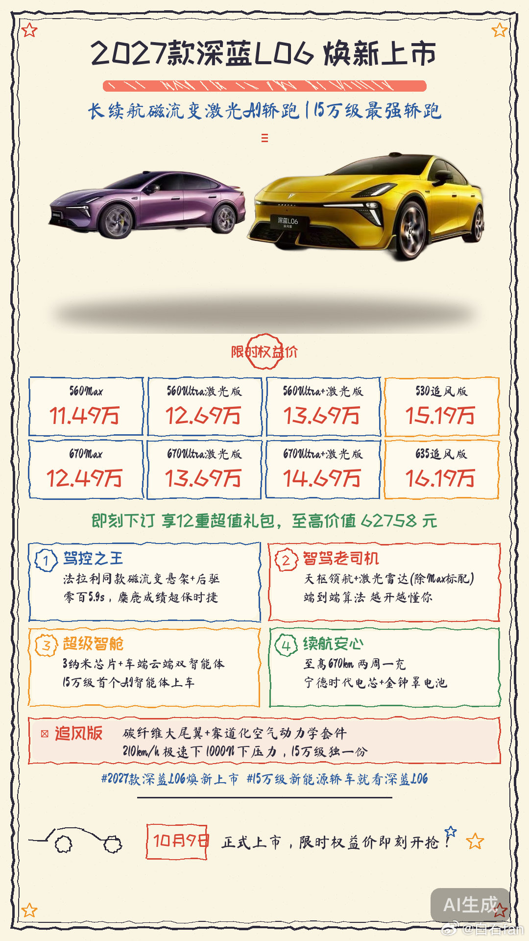 2027款深蓝L06上市
一张图快速看懂
AI训练一下，作图还是很不错的 ​