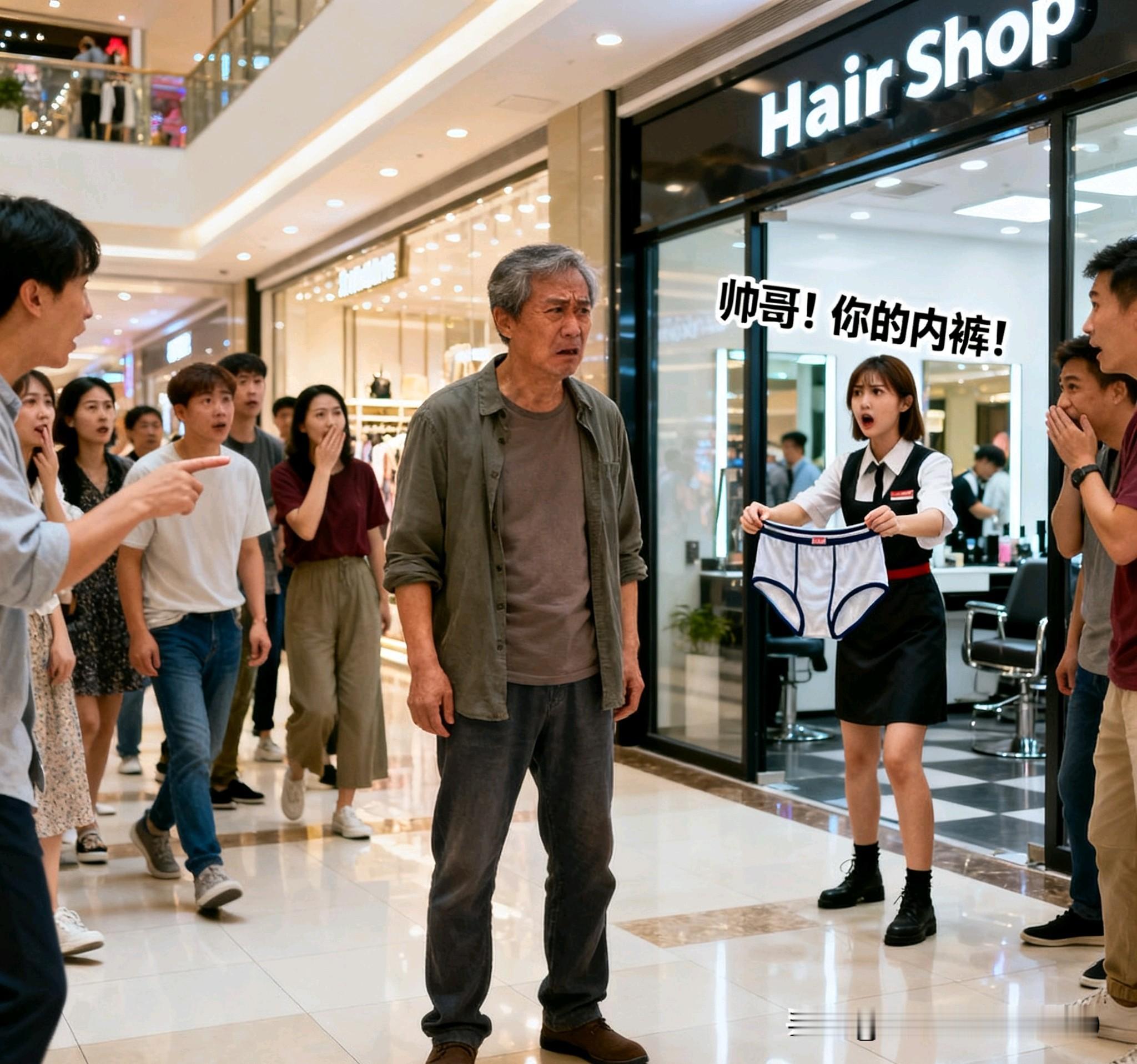 搞笑段子，一笑解千愁🌱  老王逛商场买个两条内裤，路过理发店，想着头...