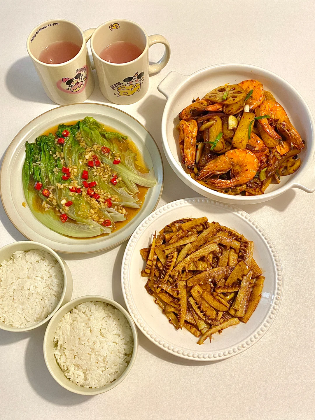 二人食｜家常下饭菜🔥香辣干锅虾➕油焖春笋