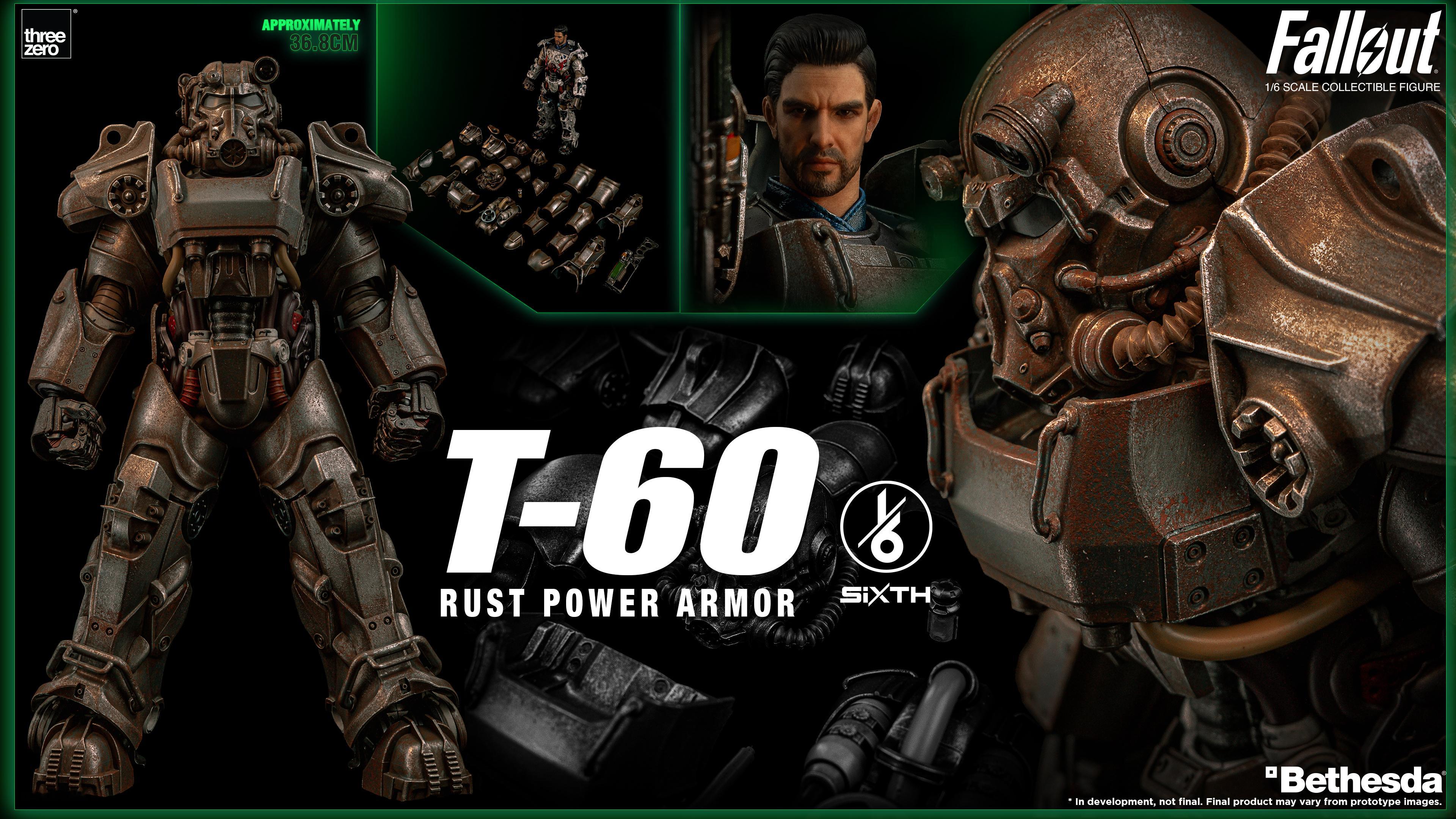 《辐射》1/6 T-60锈蚀动力装甲现于threezero Store（

定价：3,050 RMB（全国包邮）

※ 此产品于全球发售 (因版权原因古巴、伊朗、北韩、朝鲜、朝鲜民主主义人民共和国、叙利亚 ​