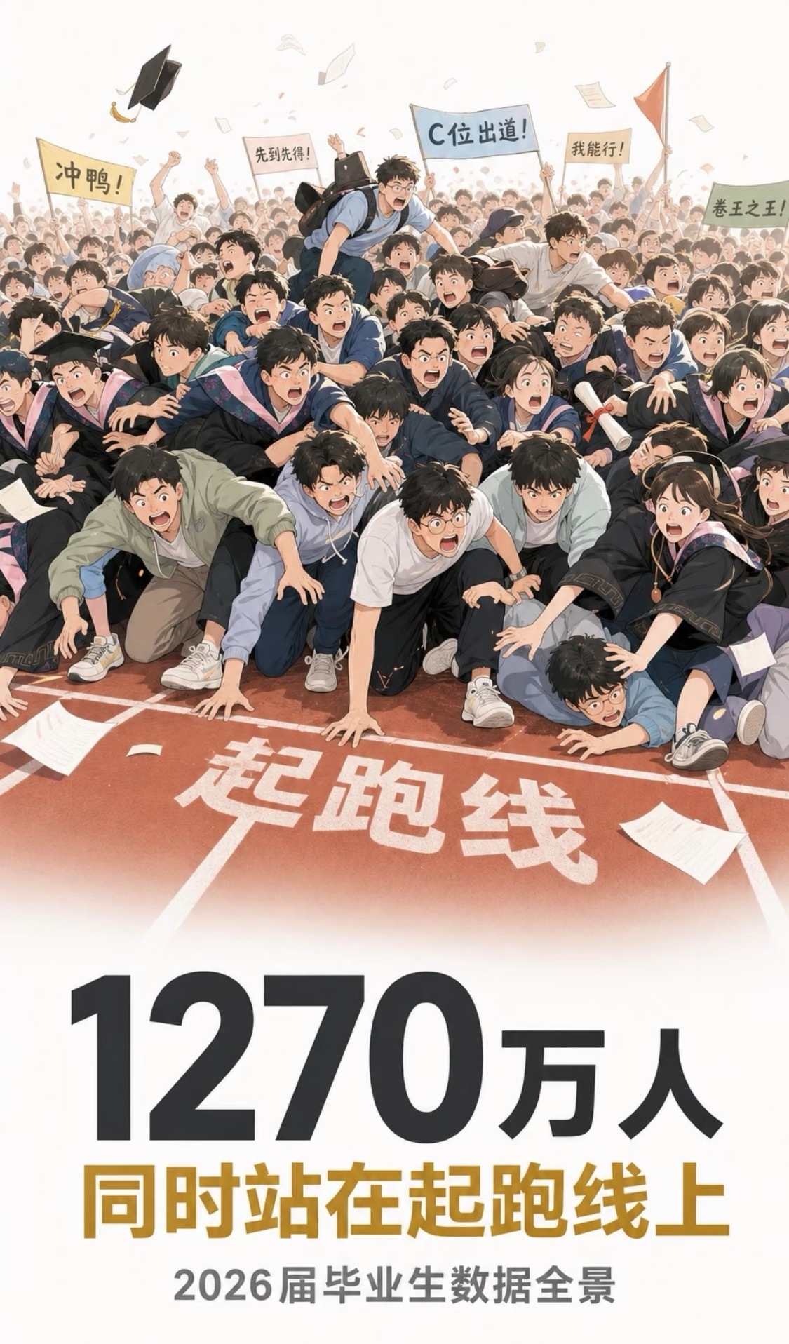 2026届高校毕业生1270万人，同比再增48万，创历史新高。

但6月份16—24岁劳动力（不含在校生）失业率仍高达14.9%。

2026年上半年国内AI赛道（含芯片、机器人等泛AI口径）融资总额达3076.82亿元，约占一级市场总融资的48.6%。

这些钱流向的领域有一个共同特征：资本密度极高，人力密度极低。

AI大模 ​