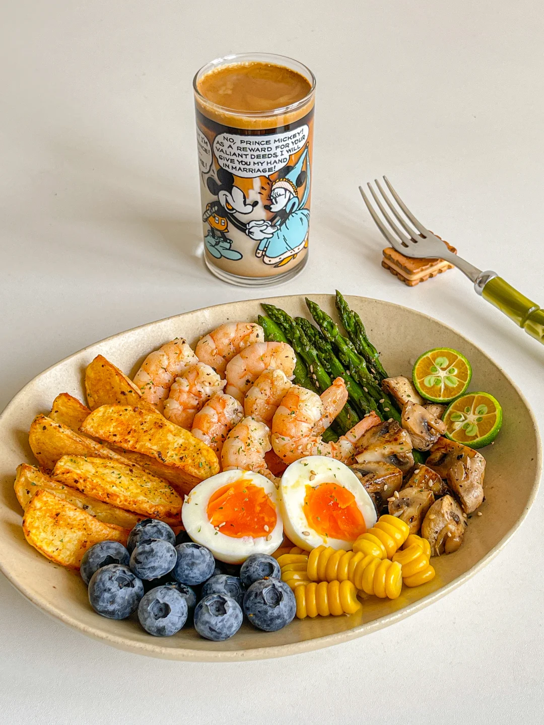 春日brunch🍃烤薯角虾仁芦笋拼盘🍤dirty☕️