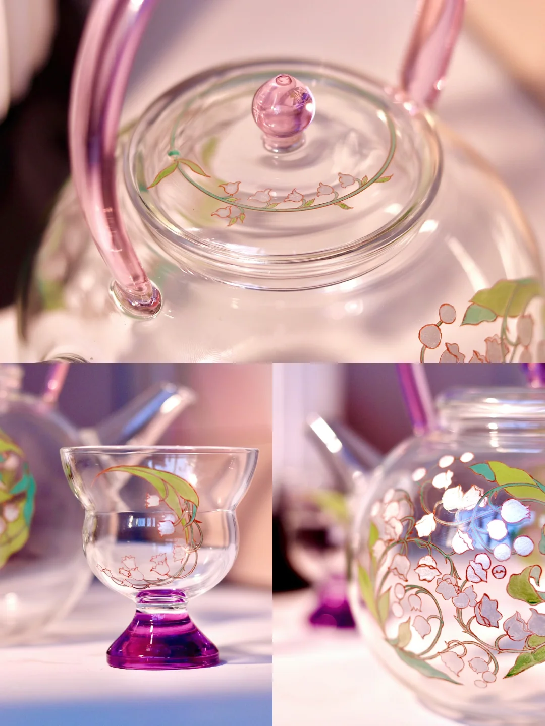 私人定制｜紫气东来💜铃兰花卉玻璃茶器～