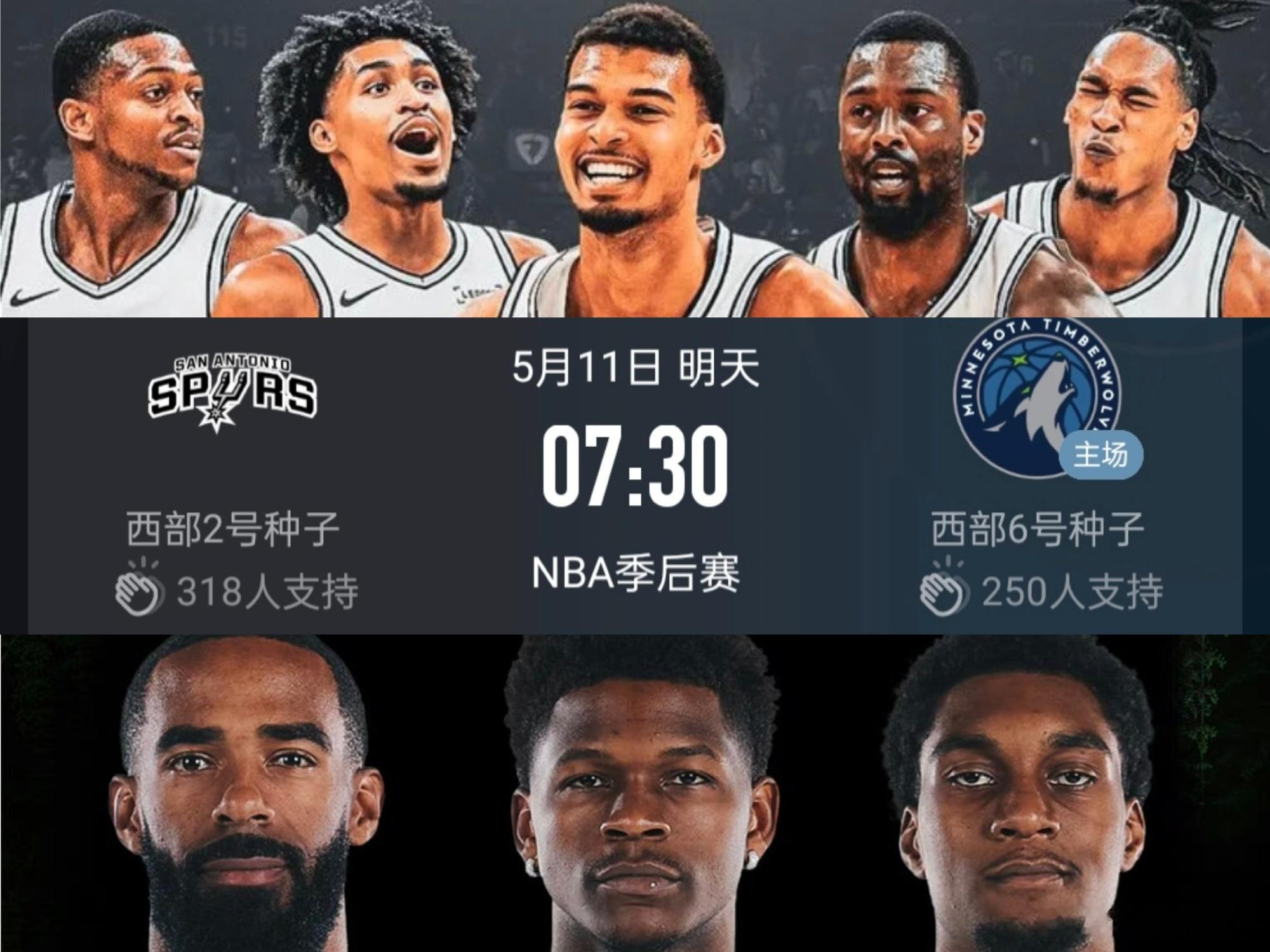 森林狼马刺G4比赛前瞻！  ESPN这次给到马刺胜率依旧高达63.1%...