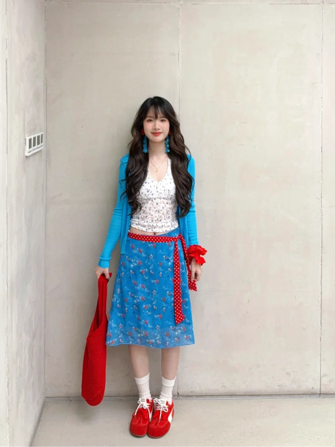 泰兰德少女🔵🔴孔雀蓝➕红色明媚又显白！！