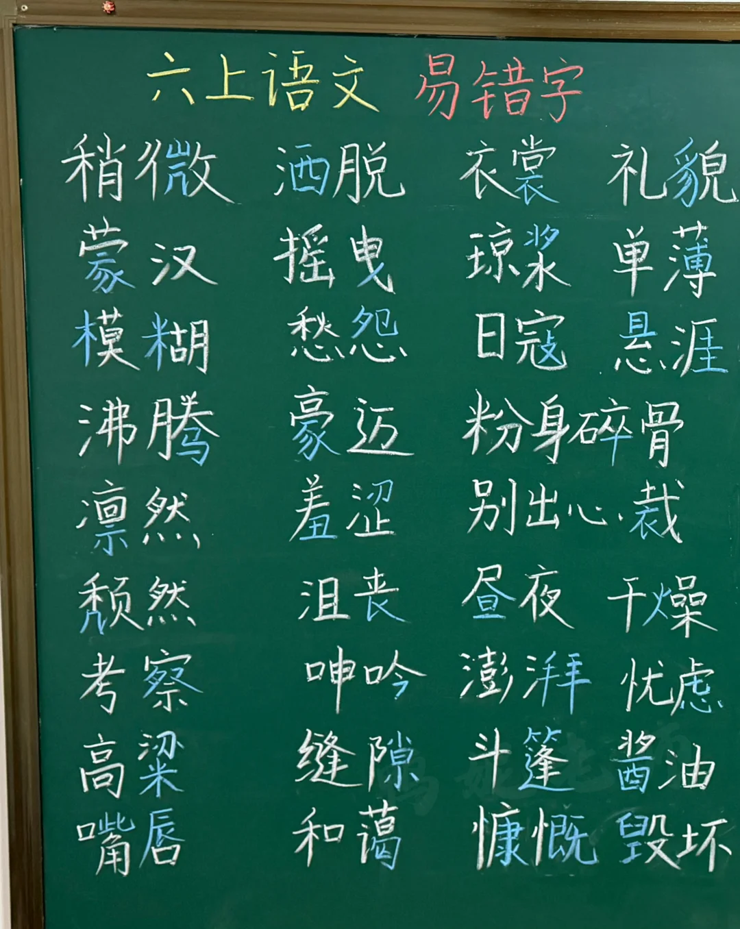 六上语文1～8单元易错字整理｜期末复习