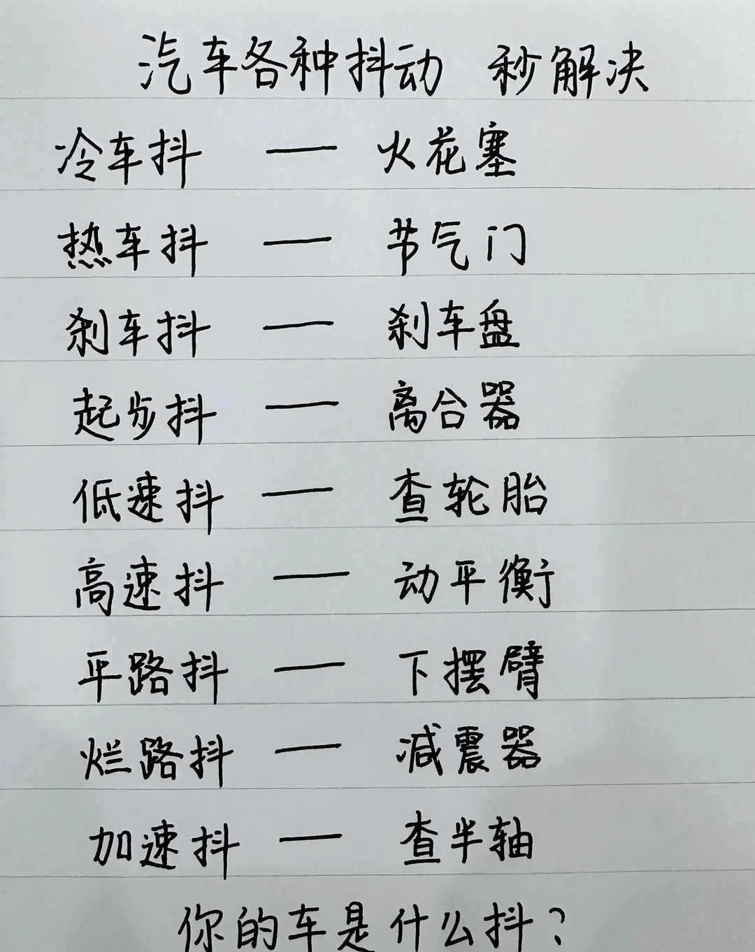 汽车各种抖动秒解决！你的车是什么抖？