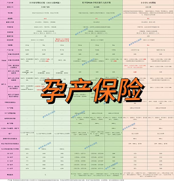 自然怀孕孕产险对比