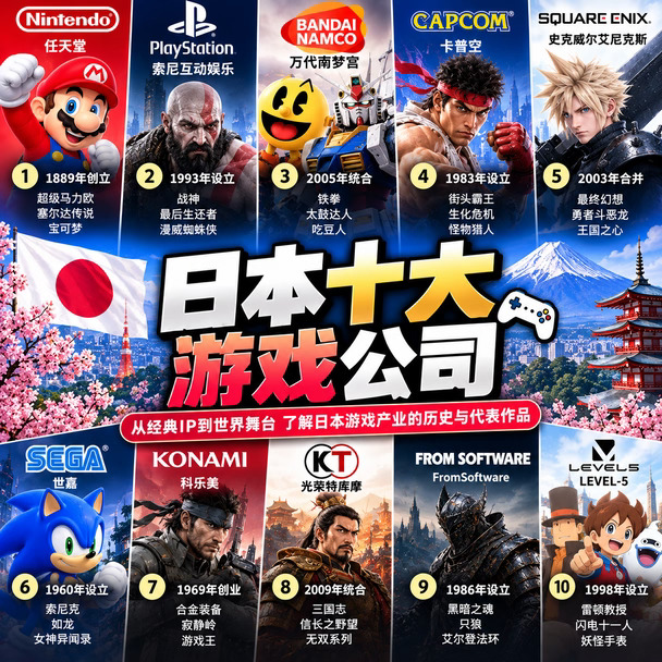 日本十大代表游戏公司🎮