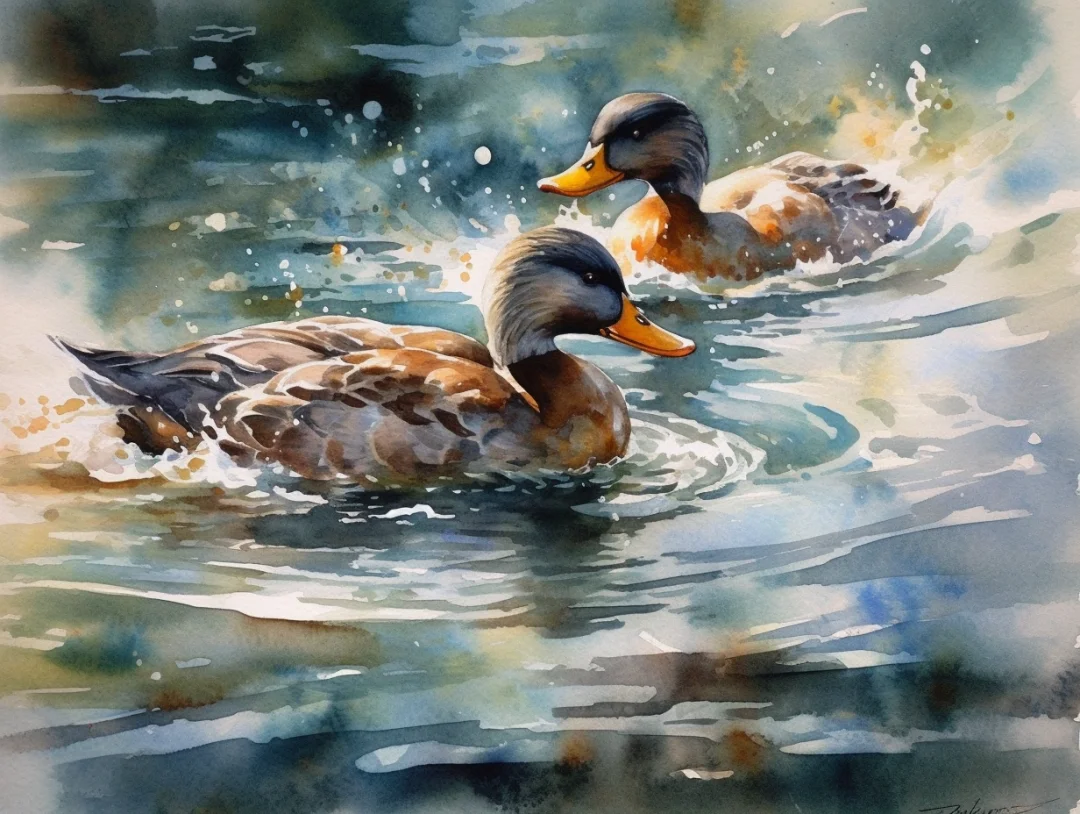 水彩 鸭子