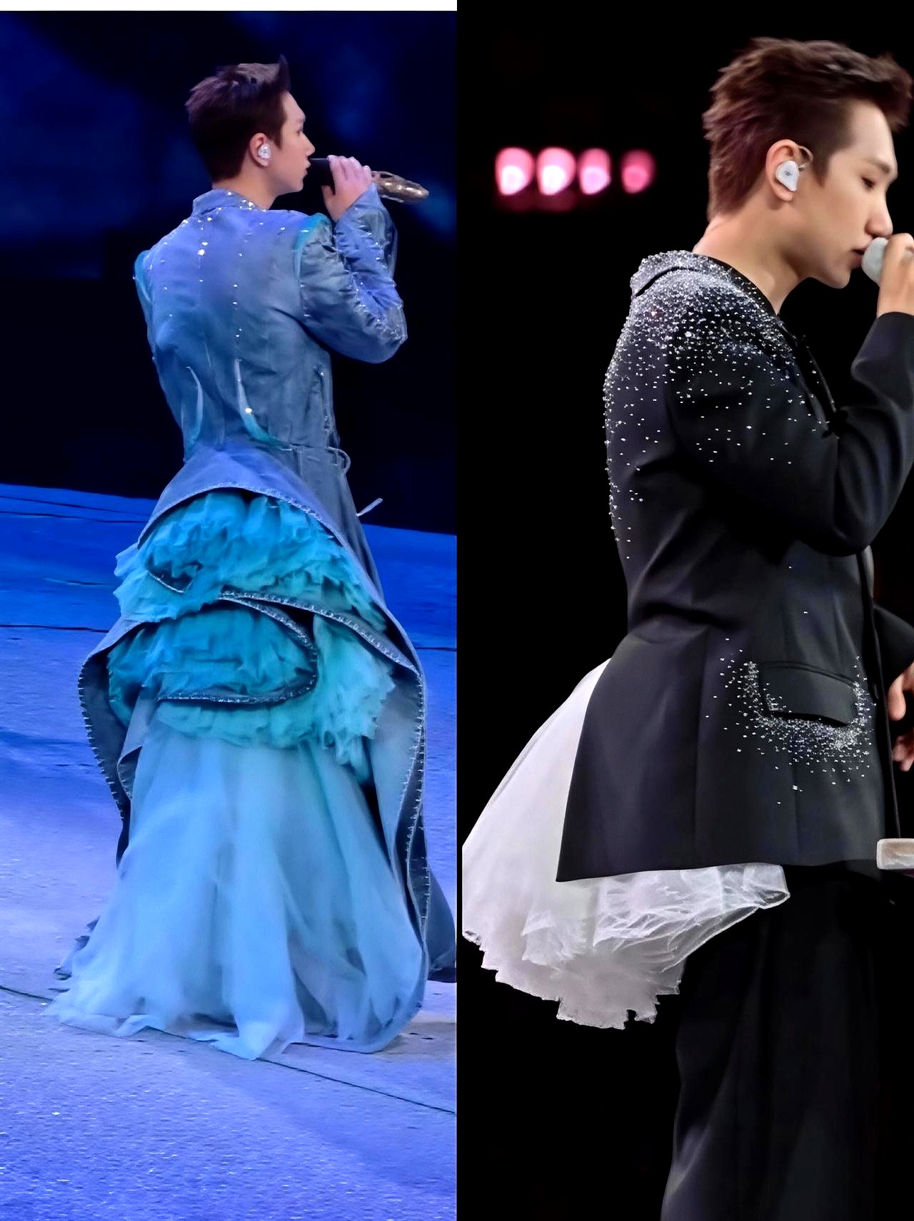 汪苏泷明明靠一副金嗓子就能让全场大合唱，偏偏要在演唱会上搞些拖着半截裙子的奇葩造型，远远看去就像个唐老鸭，把观众雷得外焦里嫩
 

放着最大的唱歌优势不用，非要在自己不擅长的身材和时尚领域死磕，这种扬短避长的操作八成是得罪了造型师
 

每次出场不是偏女性化就是各种花里胡哨的混搭，本来就不属于偶像衣