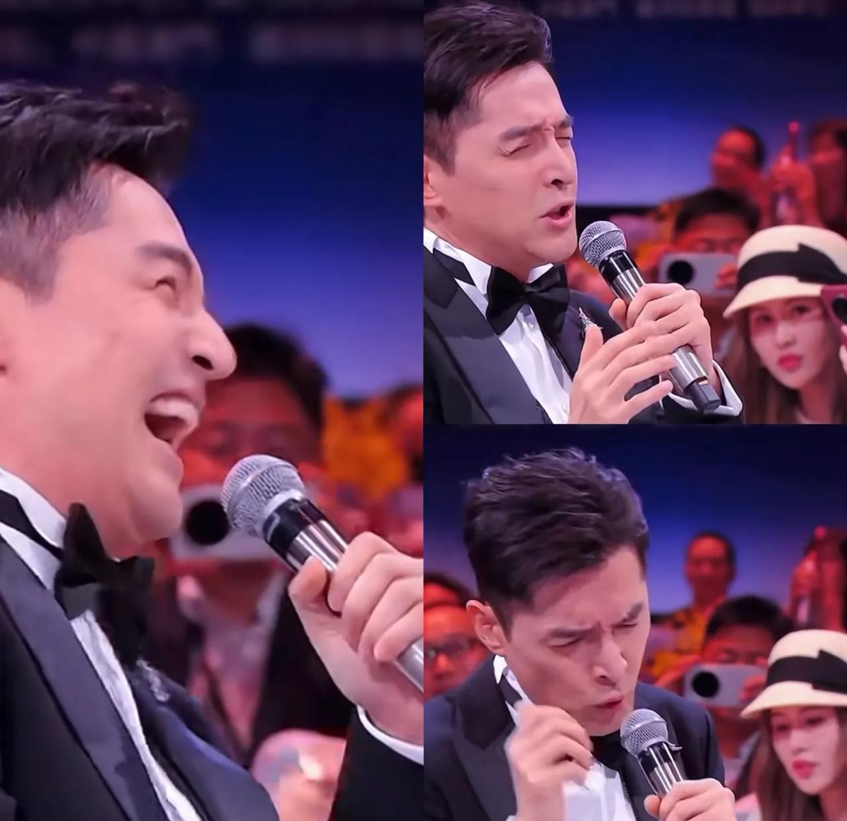 胡歌这一波“放飞自我”，把内娱晚会的“活人感”焊死了！
9月20日澳门银河综艺馆，“湾区升明月”2026晚会现场，44岁生日的胡歌跨界当主持，串场时即兴模仿刘德华清唱《来生缘》。眉头紧锁、五官用力、手臂大幅度挥动，唱到“痛苦、痛悲、痛心”那句整个人都在较劲。旁边王祖蓝当场笑到直不起腰，脱口一句“我从