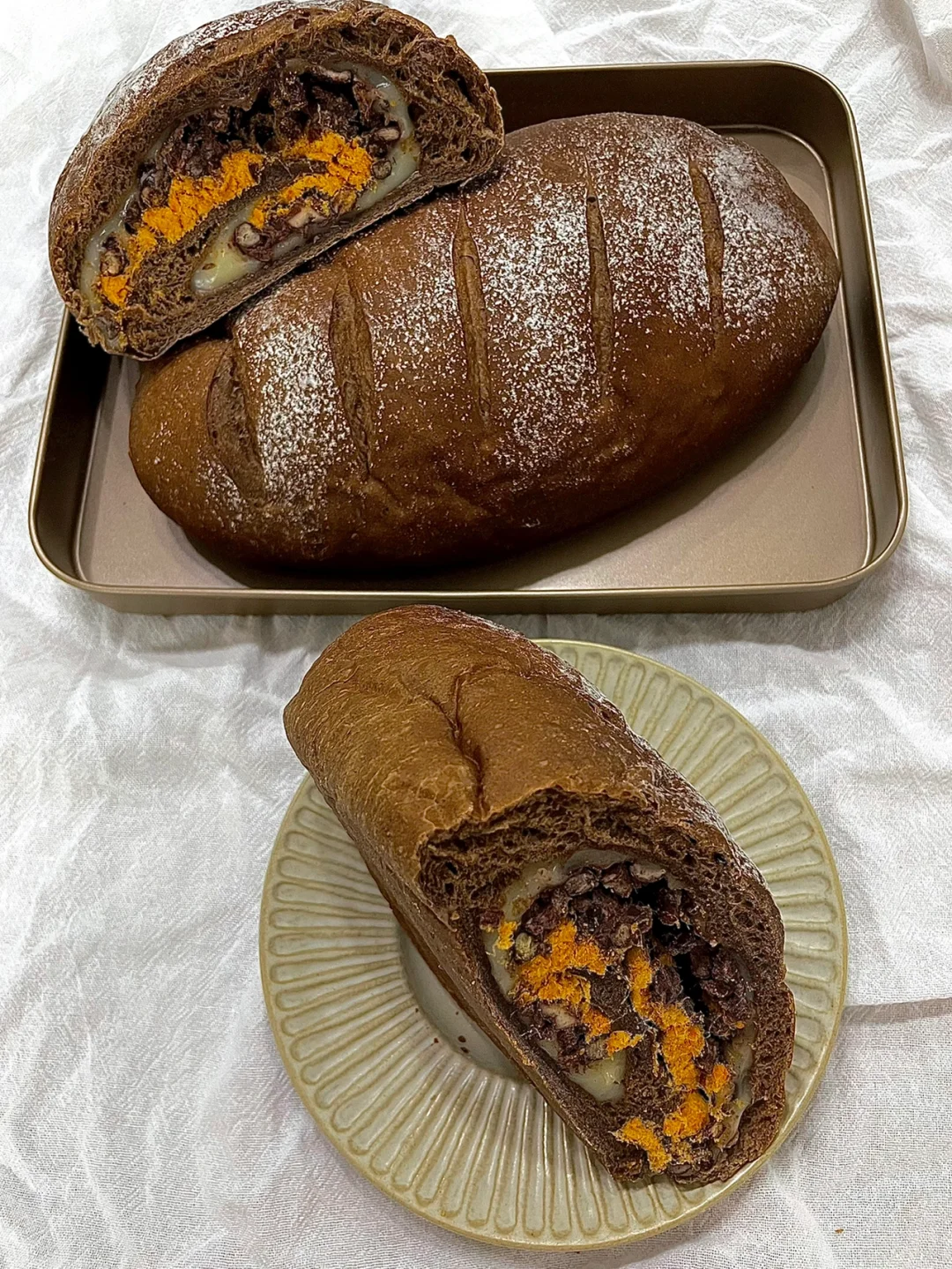 🍫可可麻薯肉松红豆软欧包｜🔎详细教程