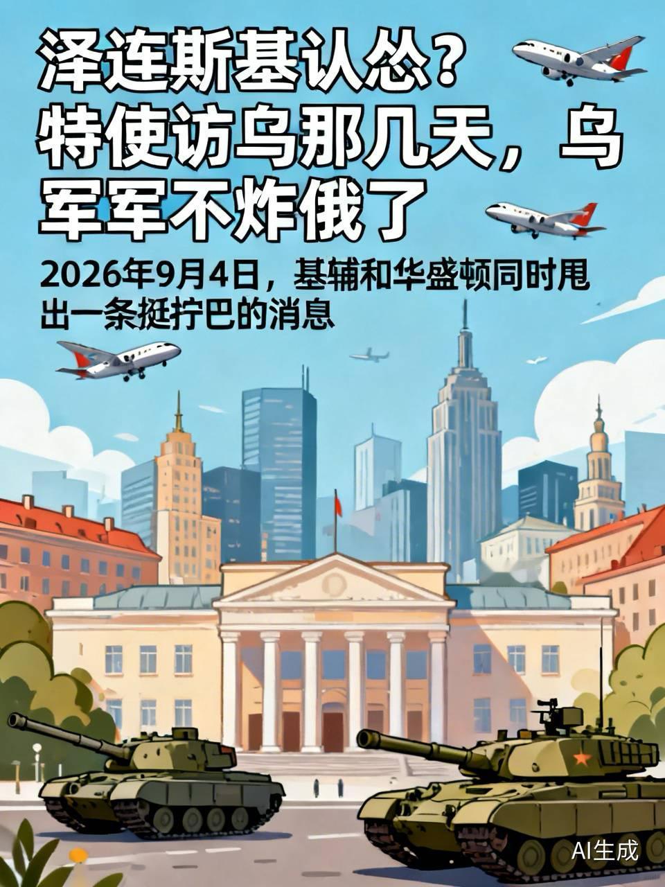 泽连斯基认怂？特使访乌那几天，乌军不炸俄了

2026年9月4日这天，基辅和华盛顿同时甩出一条挺拧巴的消息。

事儿是这么回事：特朗普在白宫亲口证实，派特使威特科夫带上他女婿库什纳，揣着一份结束战争的方案，先去莫斯科，再于9月6日飞基辅。泽连斯基当天接话：这俩人来回飞、坐下来谈的那几天，乌方不对俄发