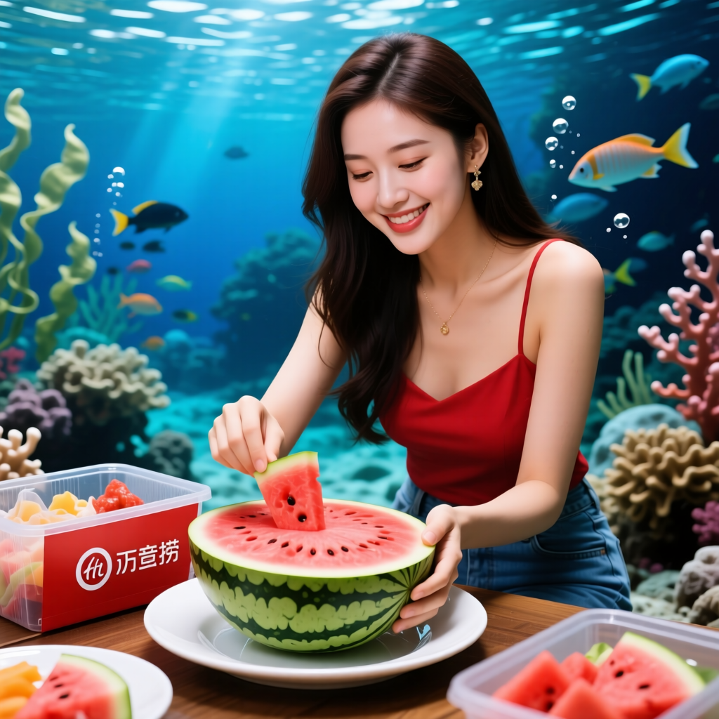 女孩在海底捞店里吃西瓜。在上海的海底捞，门口排队区常常坐满韩国游客。有韩国女孩金秀贤的女友朴敏贞，一下飞机就惦记着海底捞的西瓜，在排队时就笃定地说闻到了西瓜味。还有很多韩国女孩，到了海底捞就专挑免费的西瓜吃。没办法，韩国水果价格贵，西瓜算得上是“奢侈品”，来中国可不得狠狠炫一波西瓜。