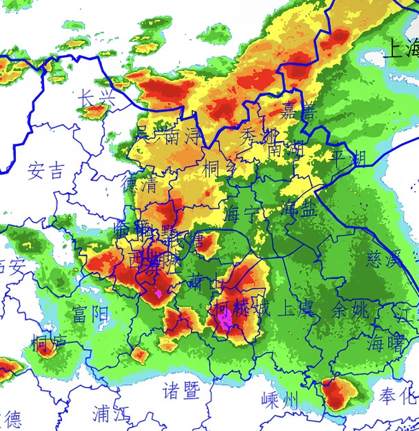 杭州暴雨冰雹大风雷电四预警齐发
