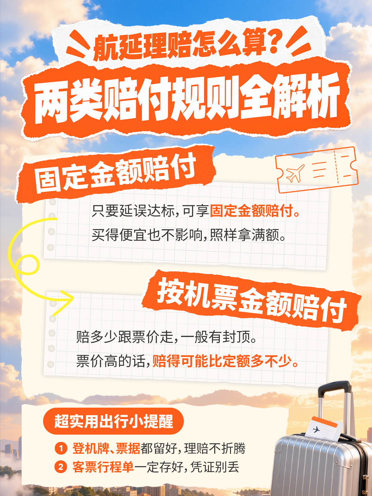 航班延误别慌！平安信用卡航延险来救场！
✈️小长假倒计时！工位封印失效预警！
人还在敲键盘，心已经拖着行李箱在机场狂奔了～
长假计划做得明明白白，就怕航班延误打乱计划😭
出发前先把航延险和用卡攻略摸透
一旦航延也能稳住心态享赔付！

两种赔付方式先了解清楚
🔹固定定额赔付：达到延误标 ​