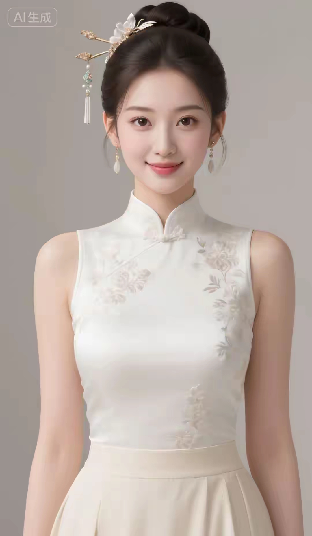 这位小姐姐穿着旗袍，好漂亮！