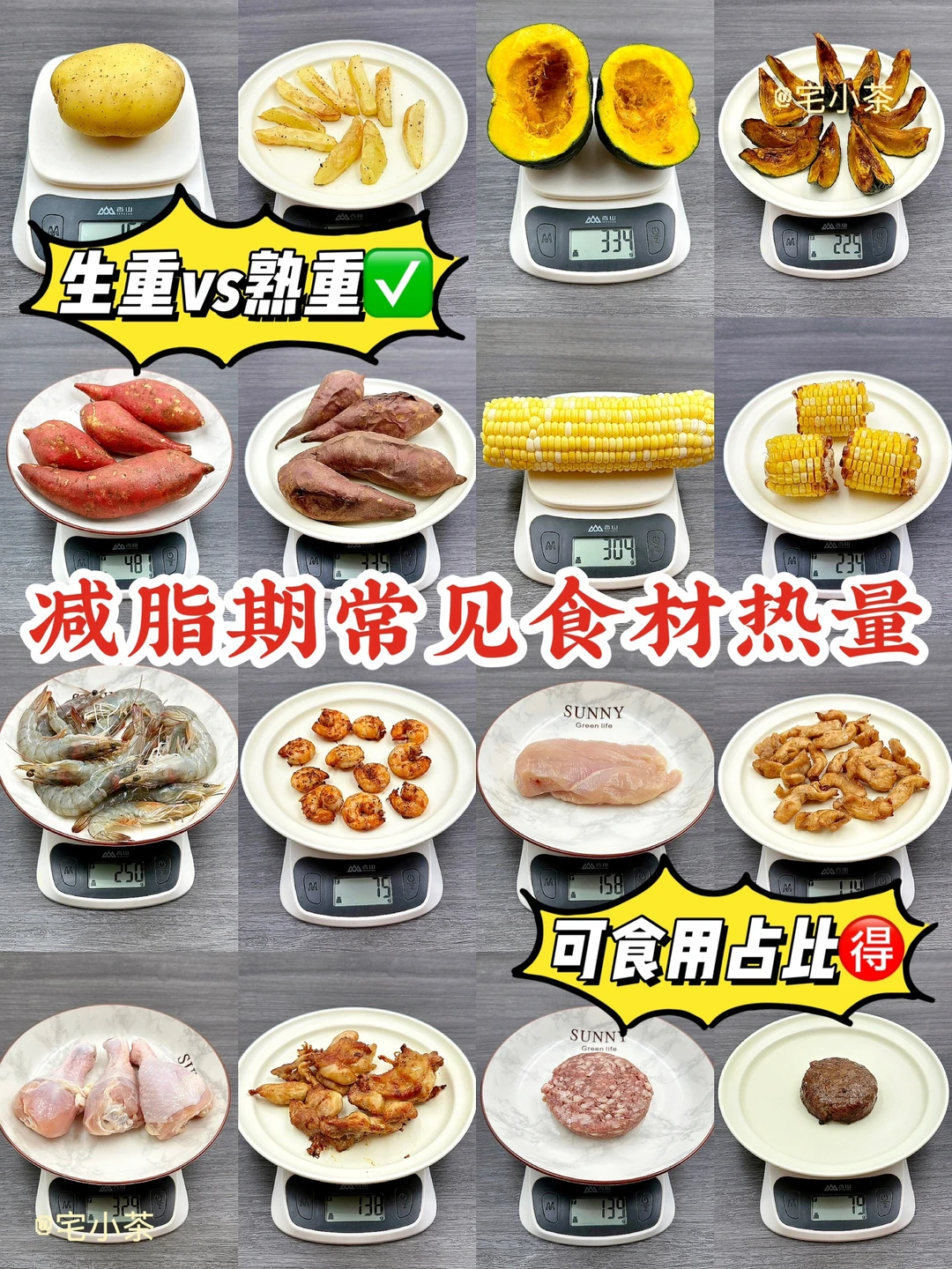 减脂期常见食材热量大测评！生重vs熟重！