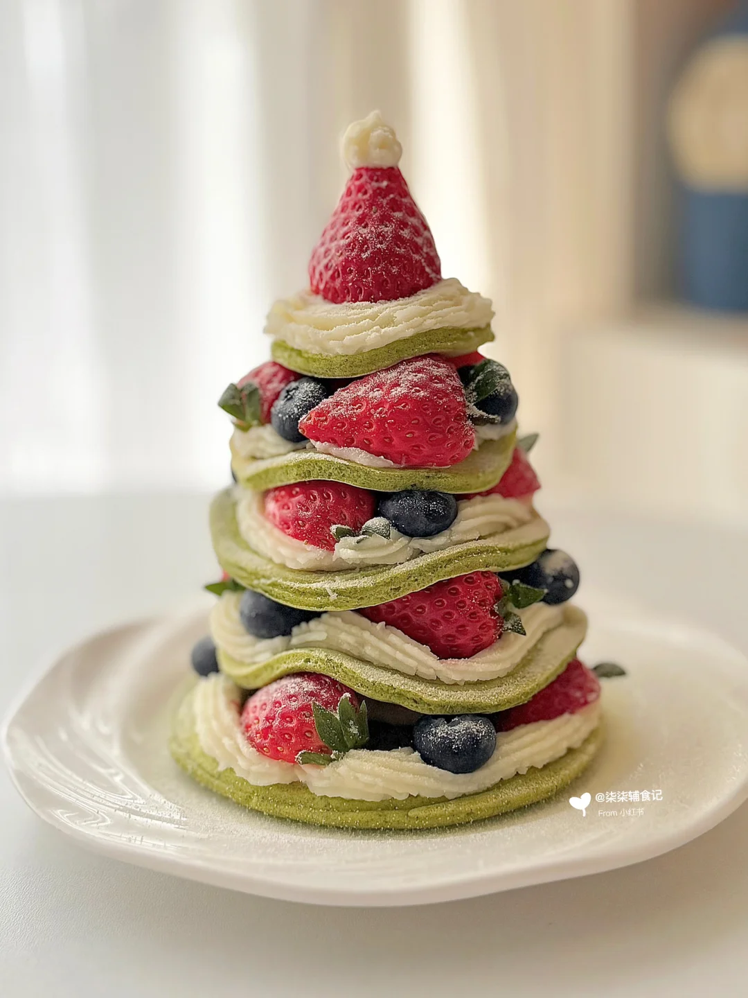 宝宝版圣诞树松饼蛋糕🎄无需烤箱 简单易做