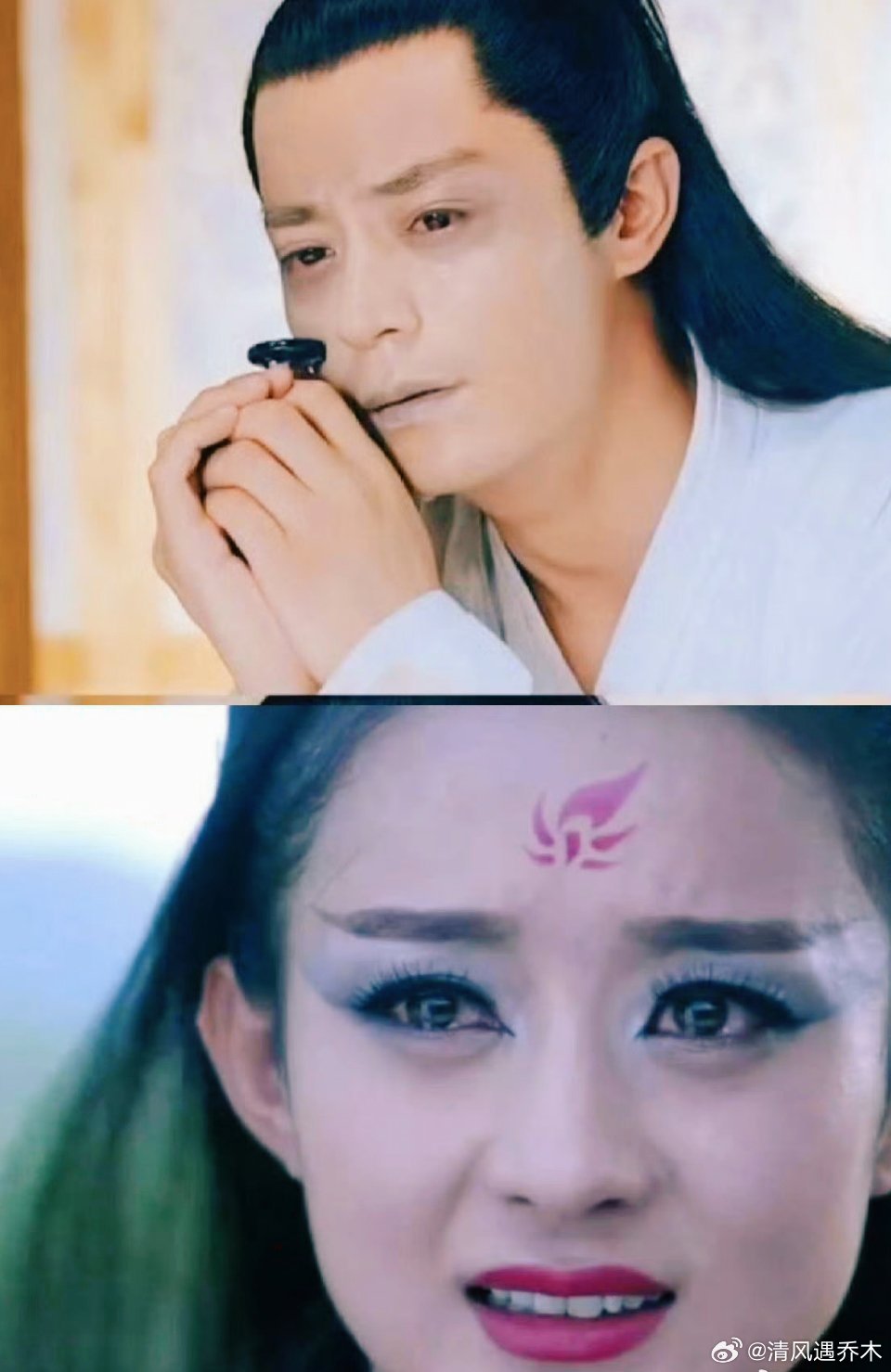 #赵丽颖霍建华 剧播不好别怪妆造#
回看《花千骨》，当年他俩的妆造放到现在看真的很离谱。霍建华的烟熏熊猫眼，赵丽颖黑化那段荧光唇，不少人都吐槽不好看。
但就算妆造拉成这样，也一点没耽误剧大爆。能不能留住观众，核心还是剧情、故事和演员的演技。妆造只是加分项，不是兜底的。别什么都怪妆造， ​
