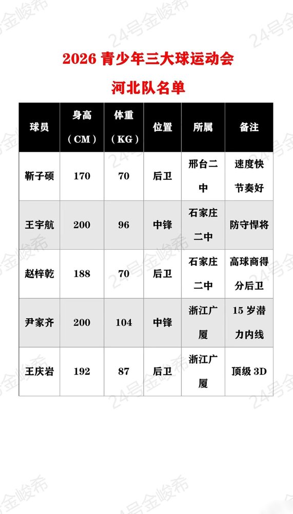 河北队拿第四，底子是浙江广厦加石家庄二中，黄建豪、朝乐、崔智博领衔，这配置放首届三大球，说白了就是奔着掀桌子去的。
别人拼的是名气，他们拼的是化学反应。广厦青训的狠劲，二中出来的球商，凑一块儿就是野路子加正规军。去年河北排球刚拿联赛亚军，历史最好，那股子“不服”的劲儿还没散。
现在问题来了，第四