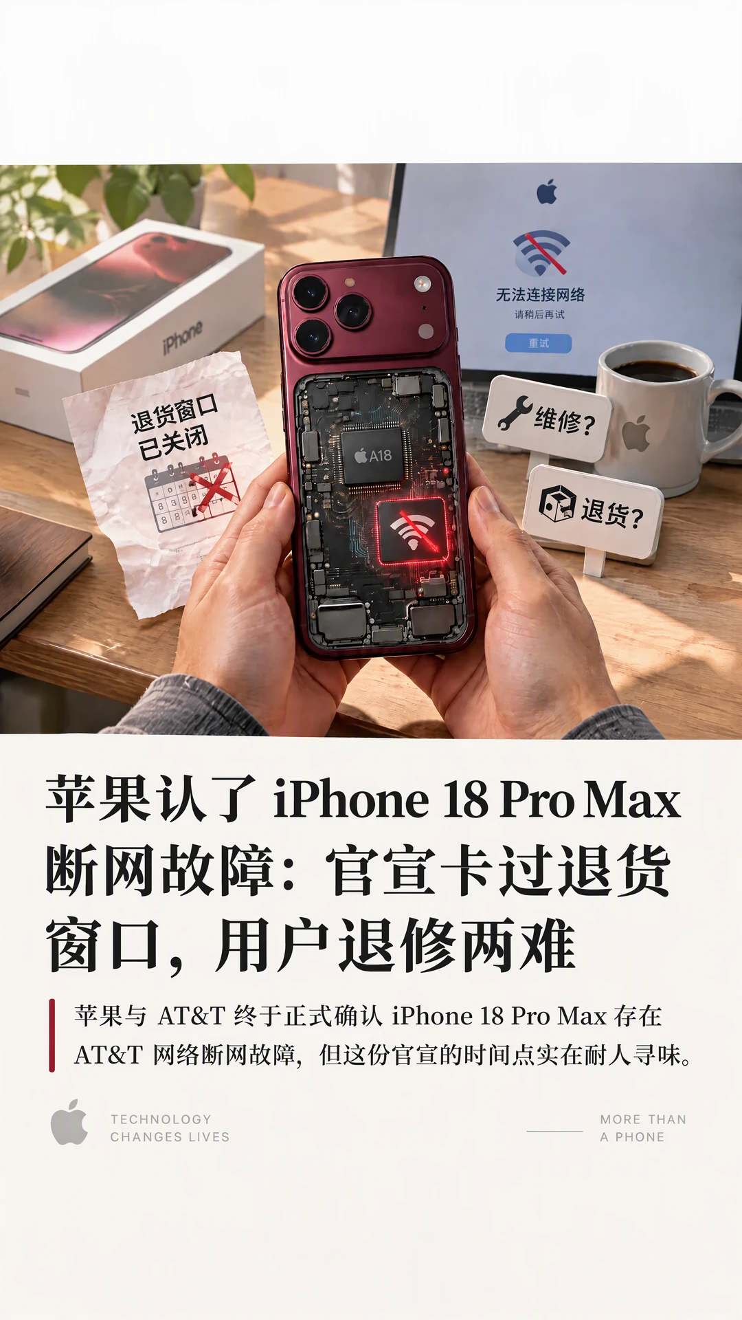 苹果认了 iPhone 18 Pro Max 断网故障