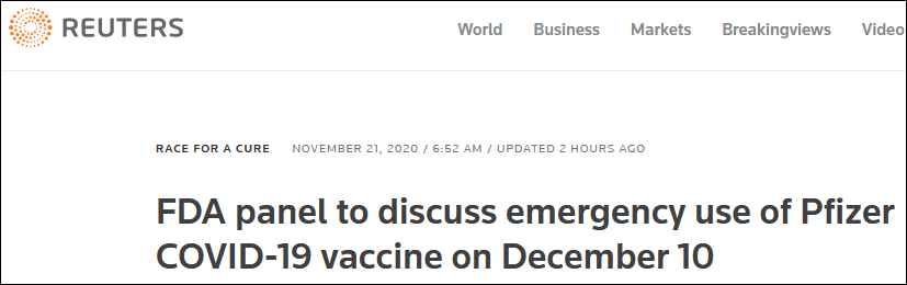 輝瑞正式向FDA申請疫苗緊急使用, 12月10日開會決定-圖2