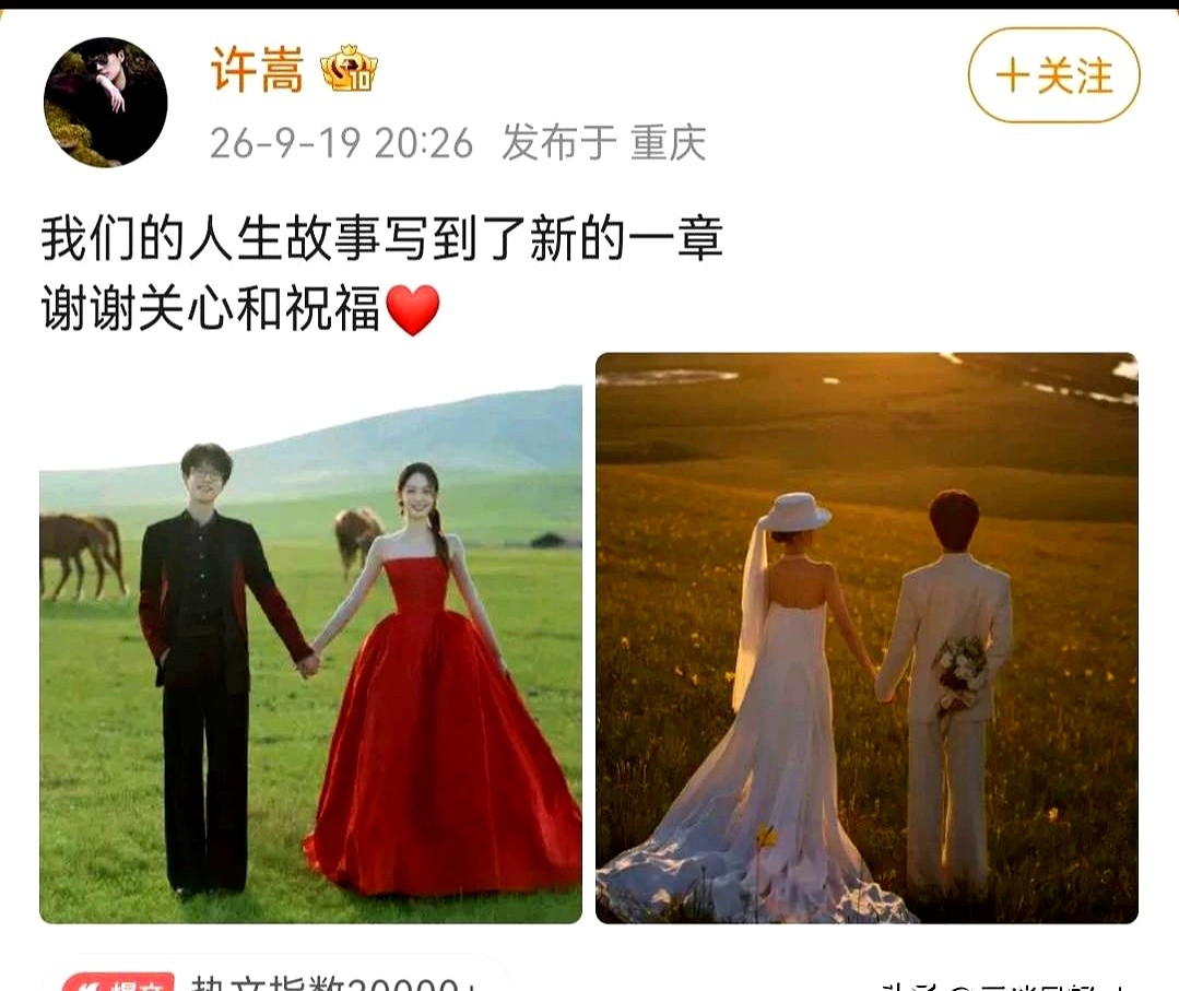 许嵩结婚生子的消息刚爆出来，评论区居然有人闹着要脱粉。

当年躲在被窝里听歌的那批粉丝，现在自家孩子都能打酱油了吧。三十好几的年纪，天天被家里催婚催生，换到偶像身上，怎么反而转不过弯了？

许嵩快四十了，他和冯禧往那一站，妥妥的男才女貌。人家过日子，哪轮得到外人拿放大镜挑刺。

自己都熬成了中年人，