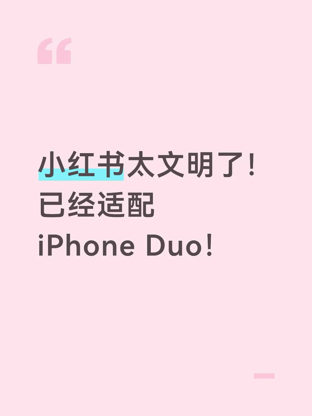 小红书太文明了！已几乎完美适配iPhone Duo