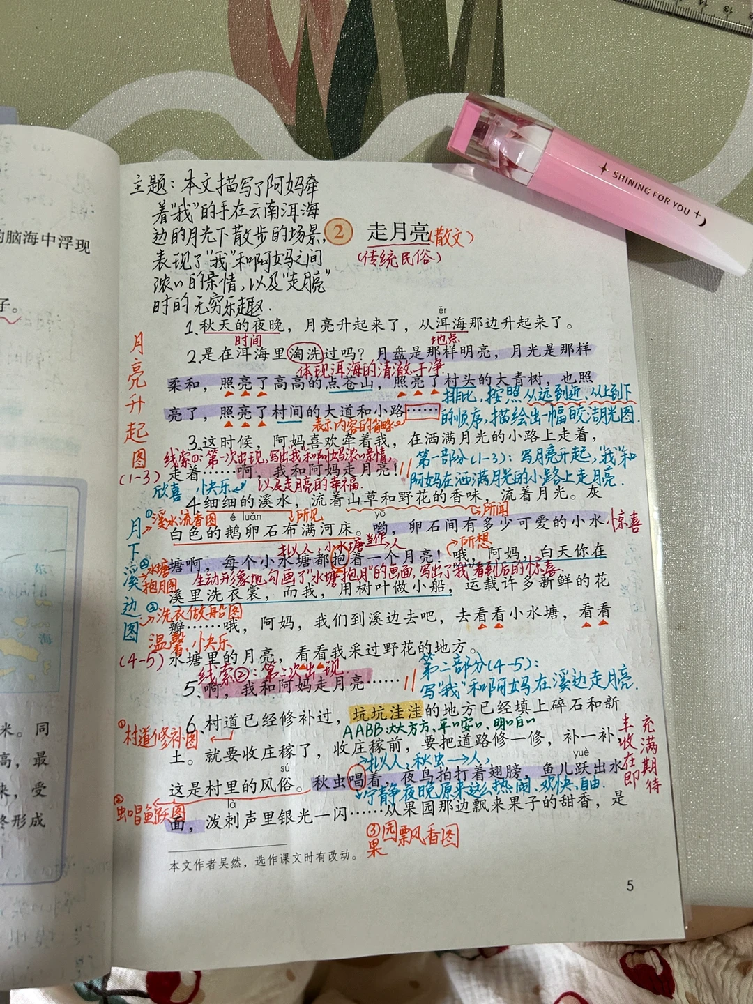 四上语文备课 2《走月亮》