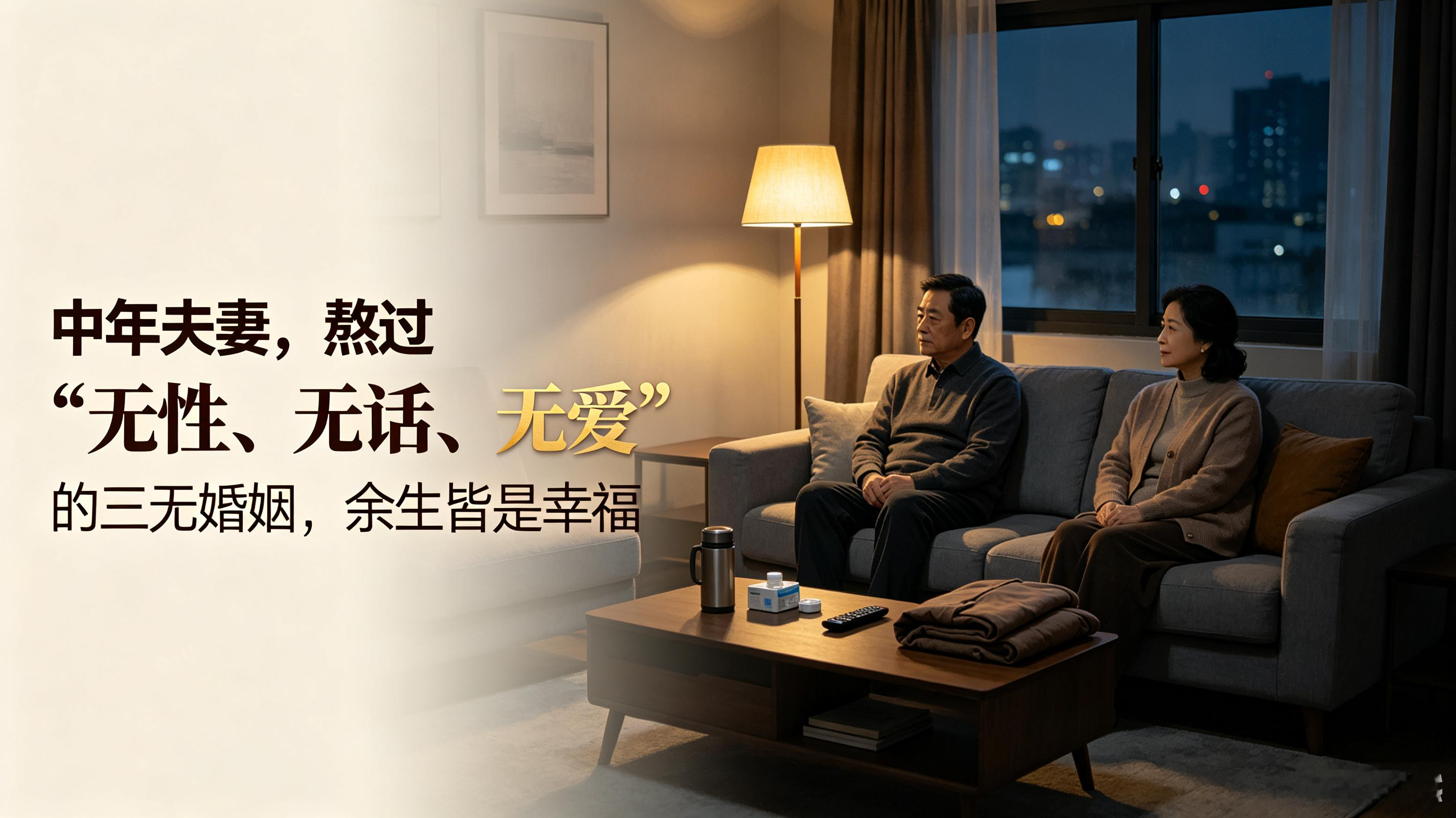 中年夫妻，熬过“无性、无话、无爱”的三无婚姻，余生皆是幸福
有人说，婚姻最可怕的不是吵架、出轨、贫穷，而是悄无声息的冷淡。
 
年少时以为，婚姻是鲜花、浪漫、朝夕缠绵。
人到中年才懂，大多数夫妻走到最后，都会迎来一段最难熬的时光：无性、无话、无爱。
 
外人看着家庭完整、日子安稳，只有身在其中的人知