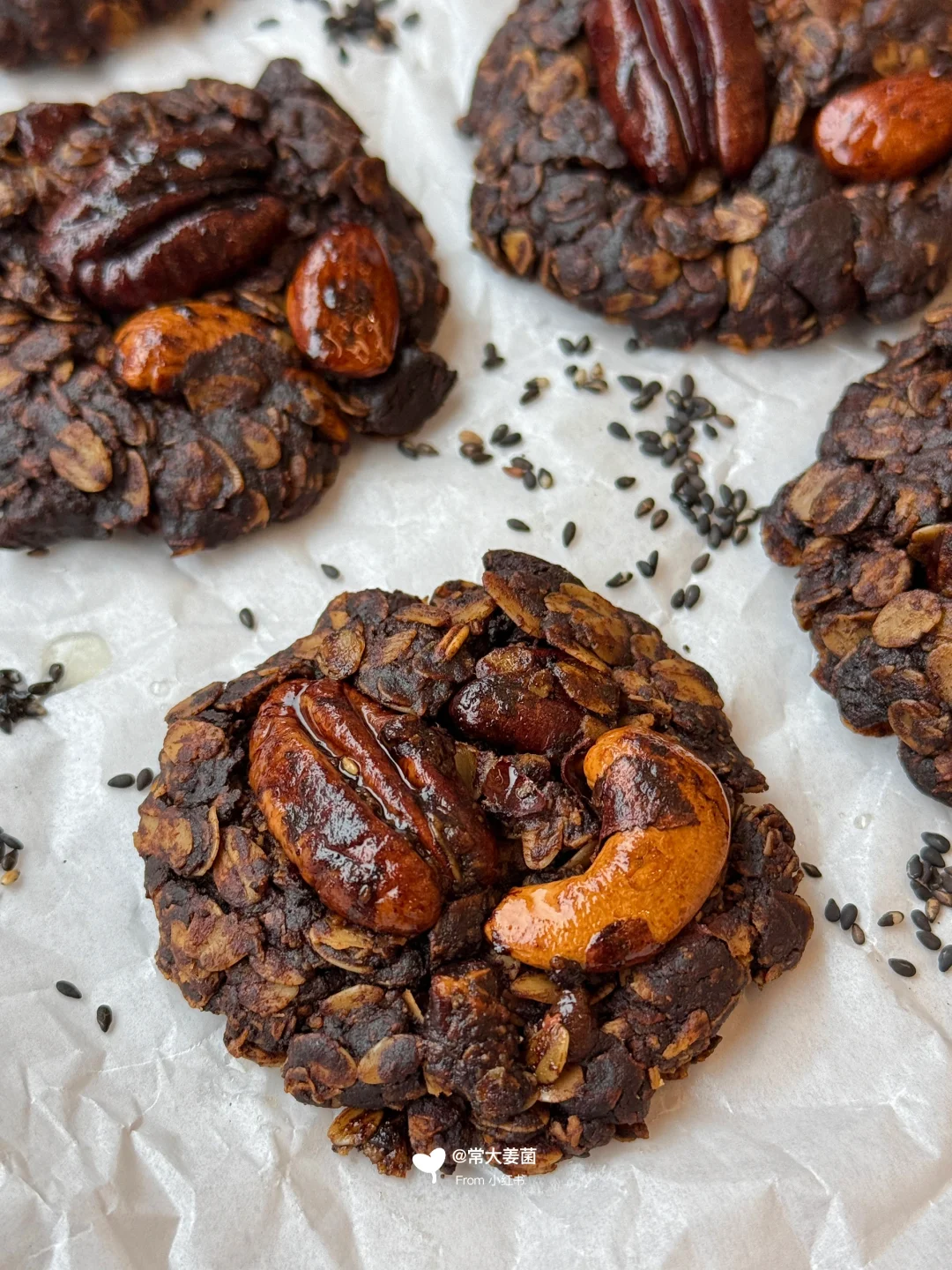 五黑坚果燕麦饼干🍪低GI主食、升糖慢、饱腹