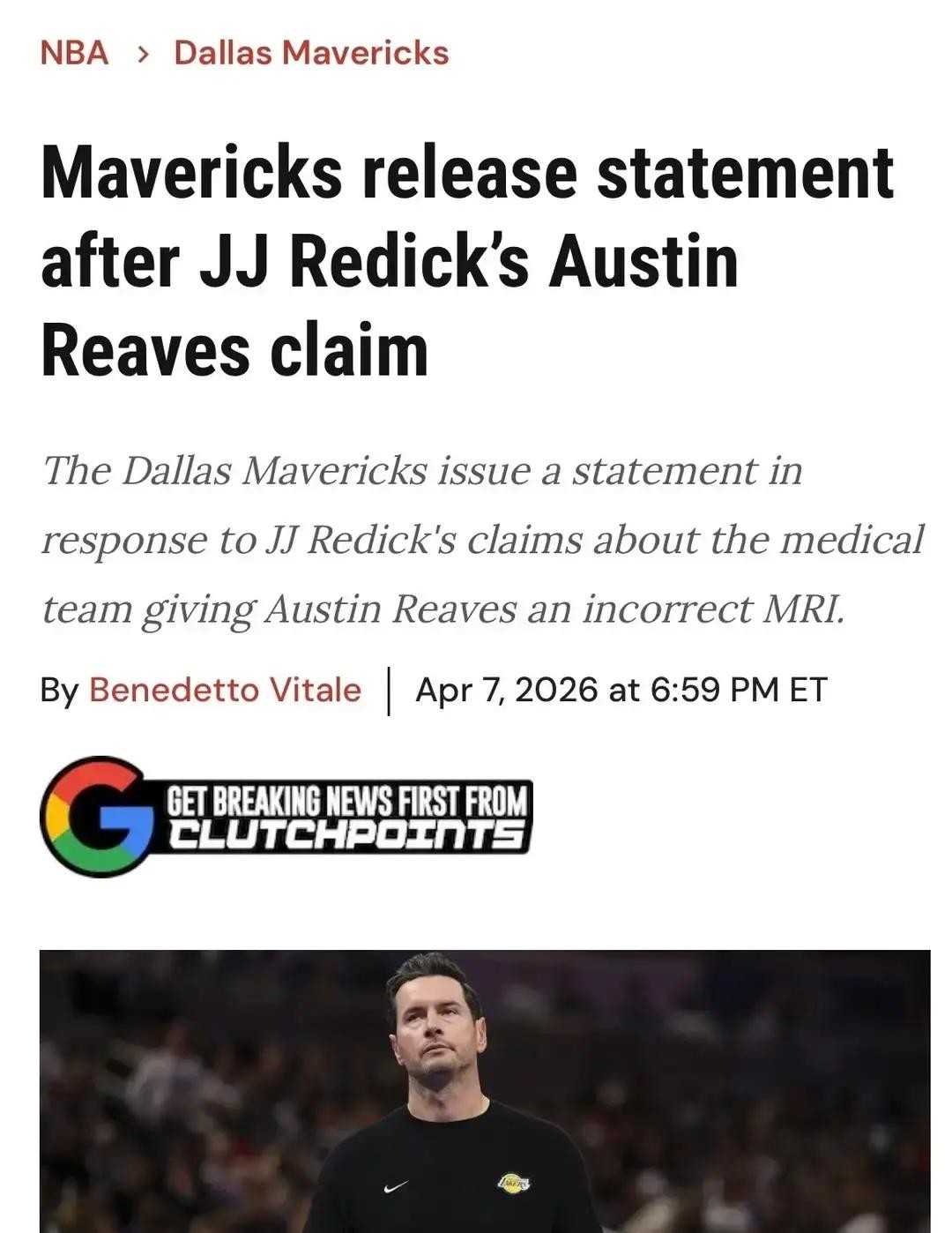 雷迪克爆独行侠猛料：给里夫斯做核磁扫错位置！官方直接辟谣打脸 最近NB...