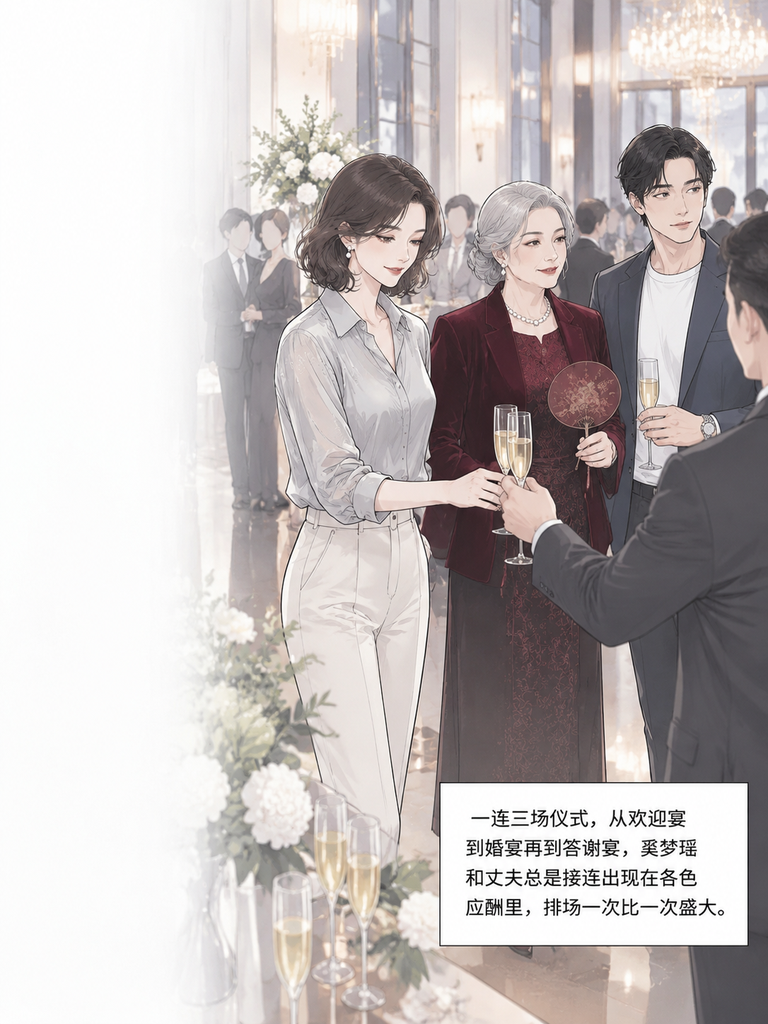 奚梦瑶的婚礼宴，居然是找四太要钱的由头？

外界盯着她的豪门婚礼排场，没人戳破这层扎心真相她和老公的婚姻，是小两口全程黏着婆婆的利益绑定。

老公能力不行心思飘，她就靠全程维持乖巧体面，从四太手里抠资源维系关系。

那些一场接一场没完没了的仪式，没别的由头，就是明着伸手。

你以为是豪门喜事，其实是
