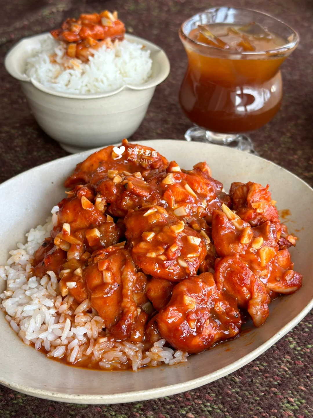韩式蒜香甜辣鸡腿盖饭🍗🍚🧄美味暴击！！