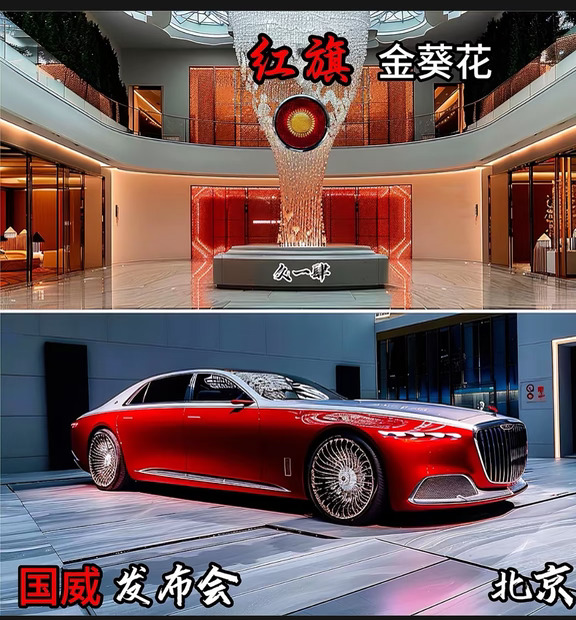 红旗国威✨金葵花徽标，大国豪华新章