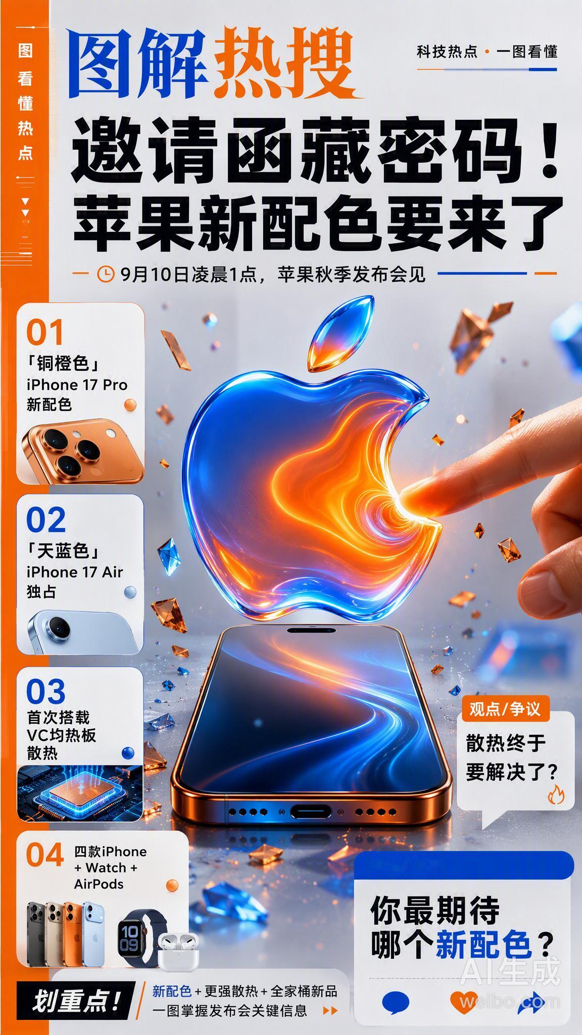 苹果刚刚发布了2025秋季发布会邀请函，定档北京时间9月10日凌晨1点...