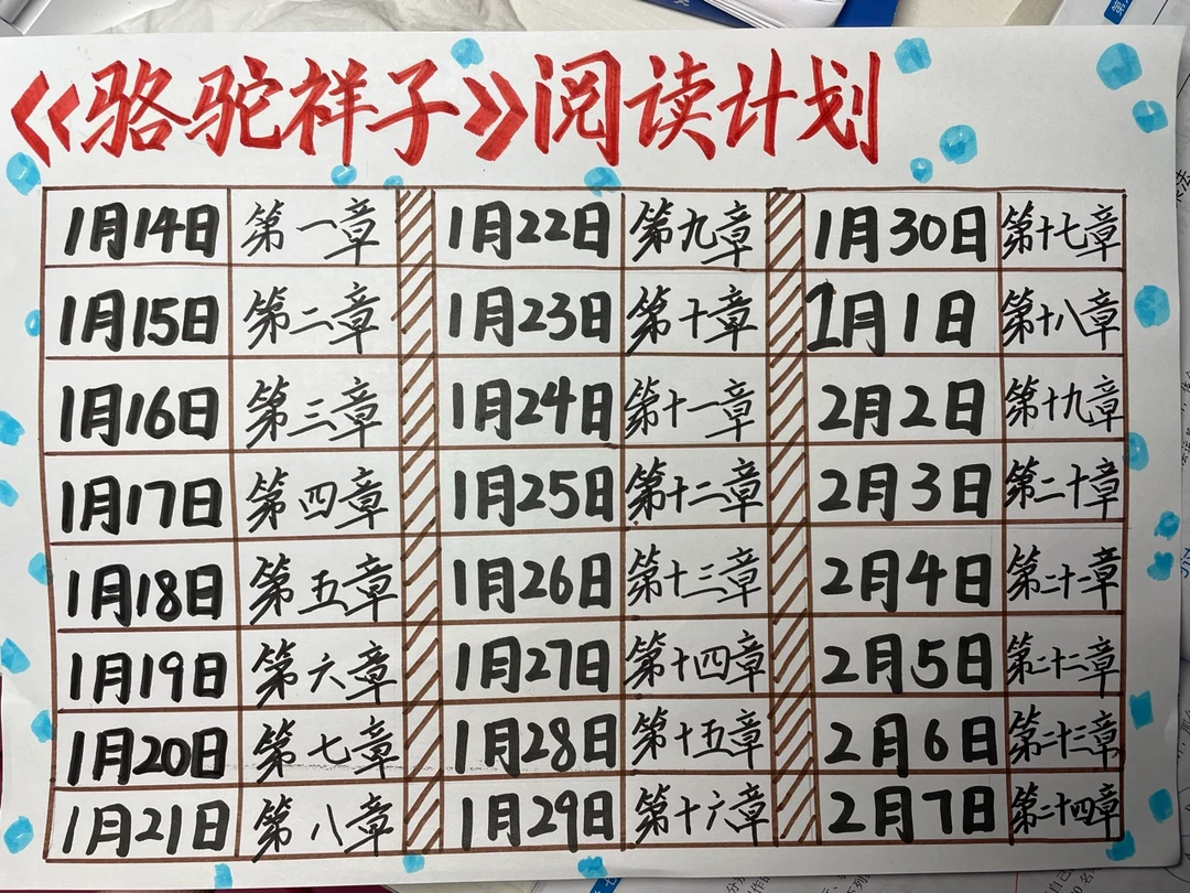 骆驼祥子，寒假阅读计划