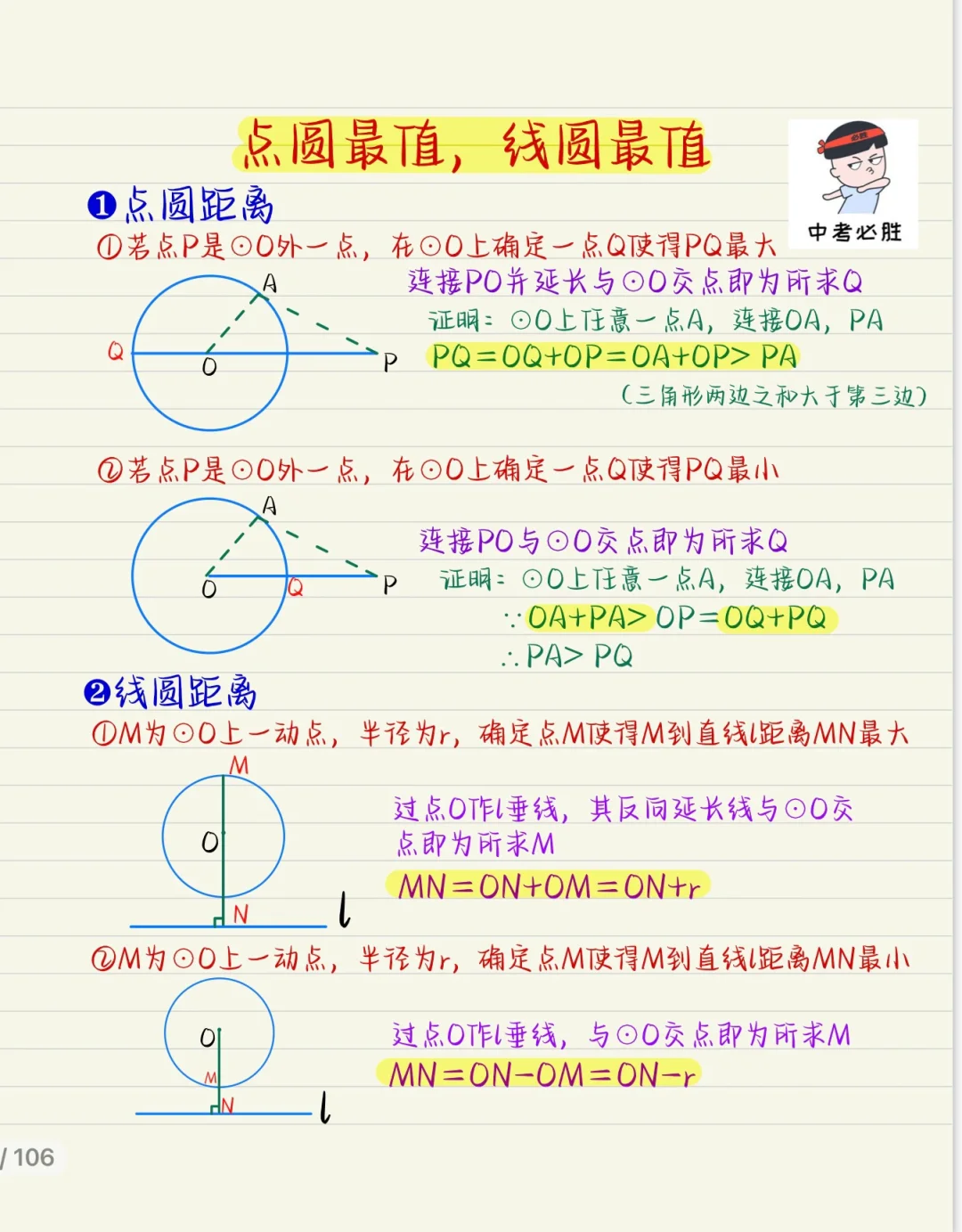 中考必考：点圆，线圆最值，非常重要