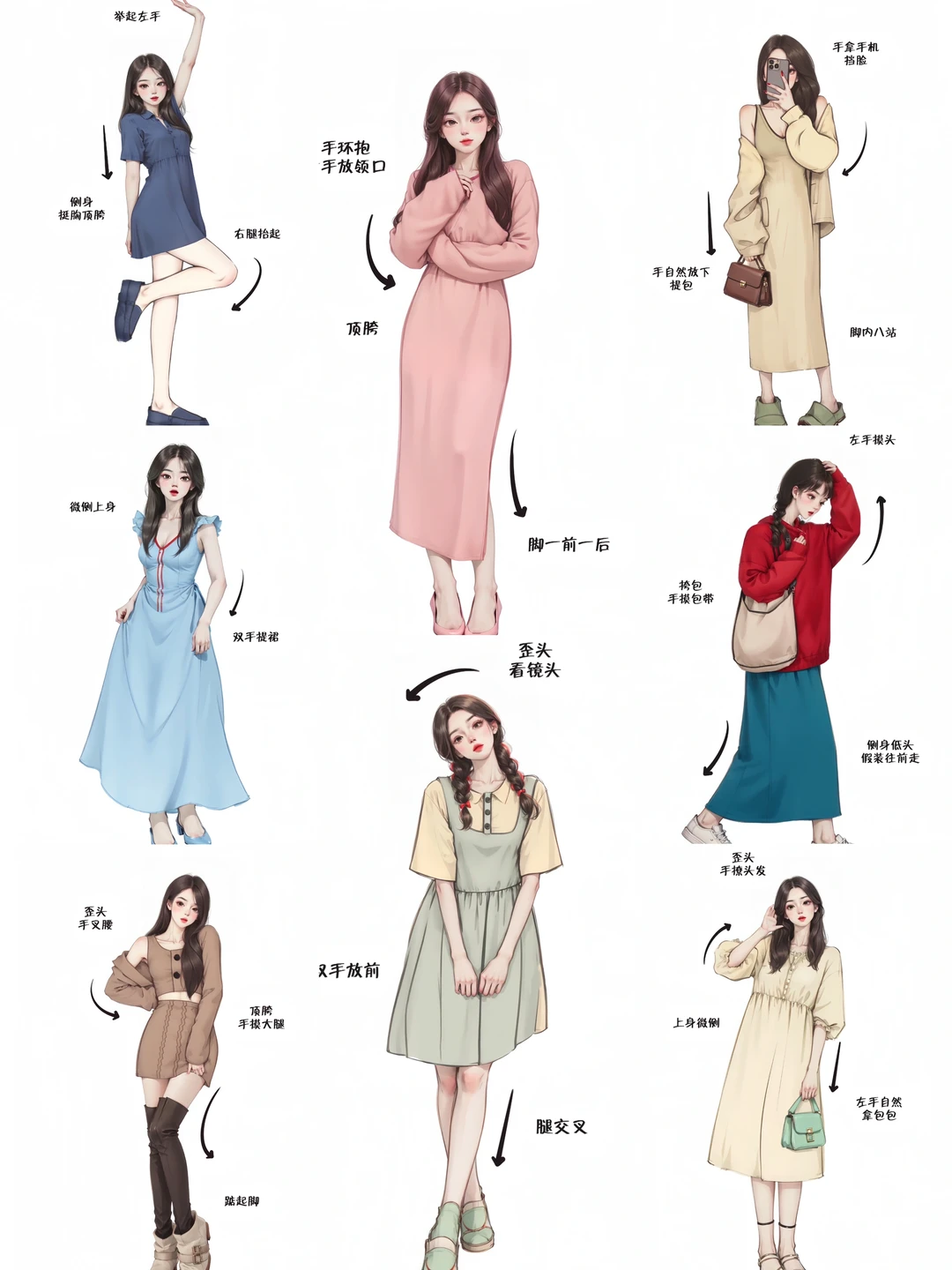 长裙短裙各种裙类拍照姿势～拿去吧你🔥