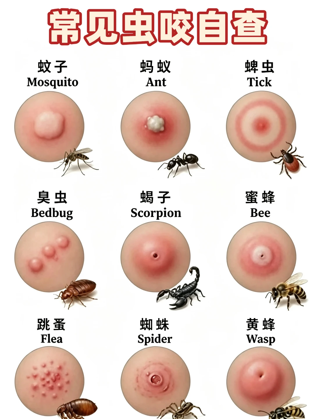 常见虫咬对照图⚠️拍张照3秒自查