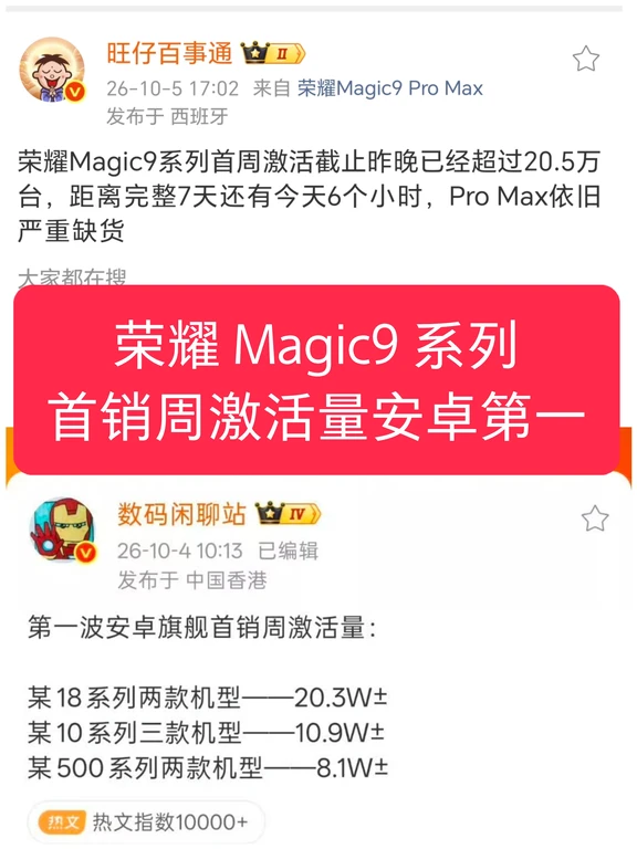 荣耀交出成绩单 首销周安卓激活量第一