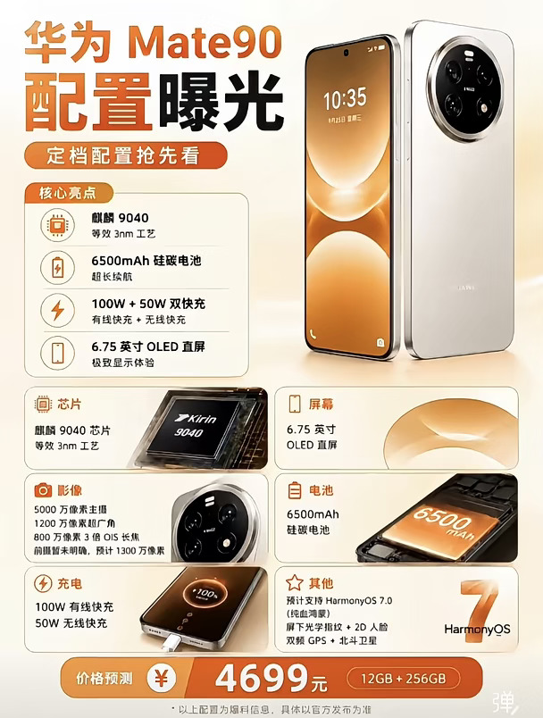 华为Mate 90配置曝光