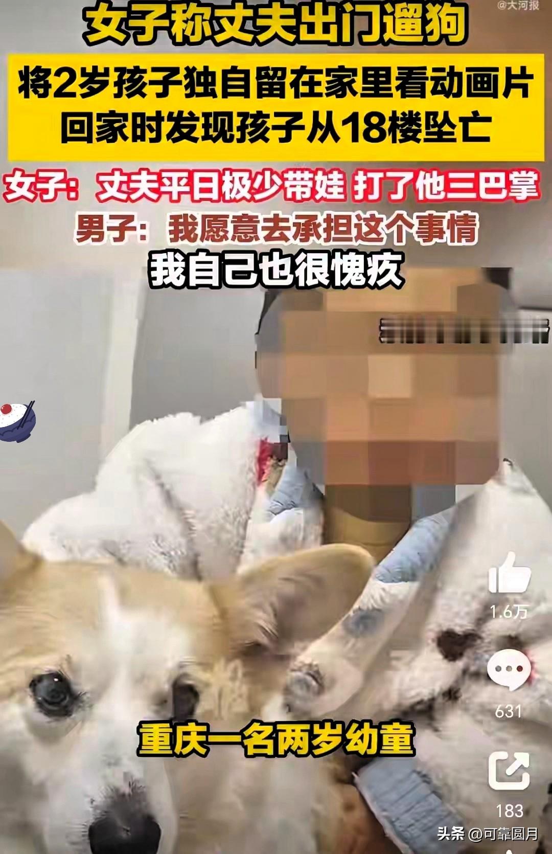 细思极恐！那个坠亡幼童的爸爸，可能远比我们想的要“清醒”。

孩子出事到现在，舆论几乎一边倒地心疼妈妈，但仔细复盘这位父亲的种种反应，却让人后背发凉。

第一，孩子才两岁，正是黏人的时候。正常爸爸出门遛狗，要么抱着，要么推着婴儿车一起走。可他呢？把这么小的孩子独自留在家，自己出门遛狗。这哪是粗心，分