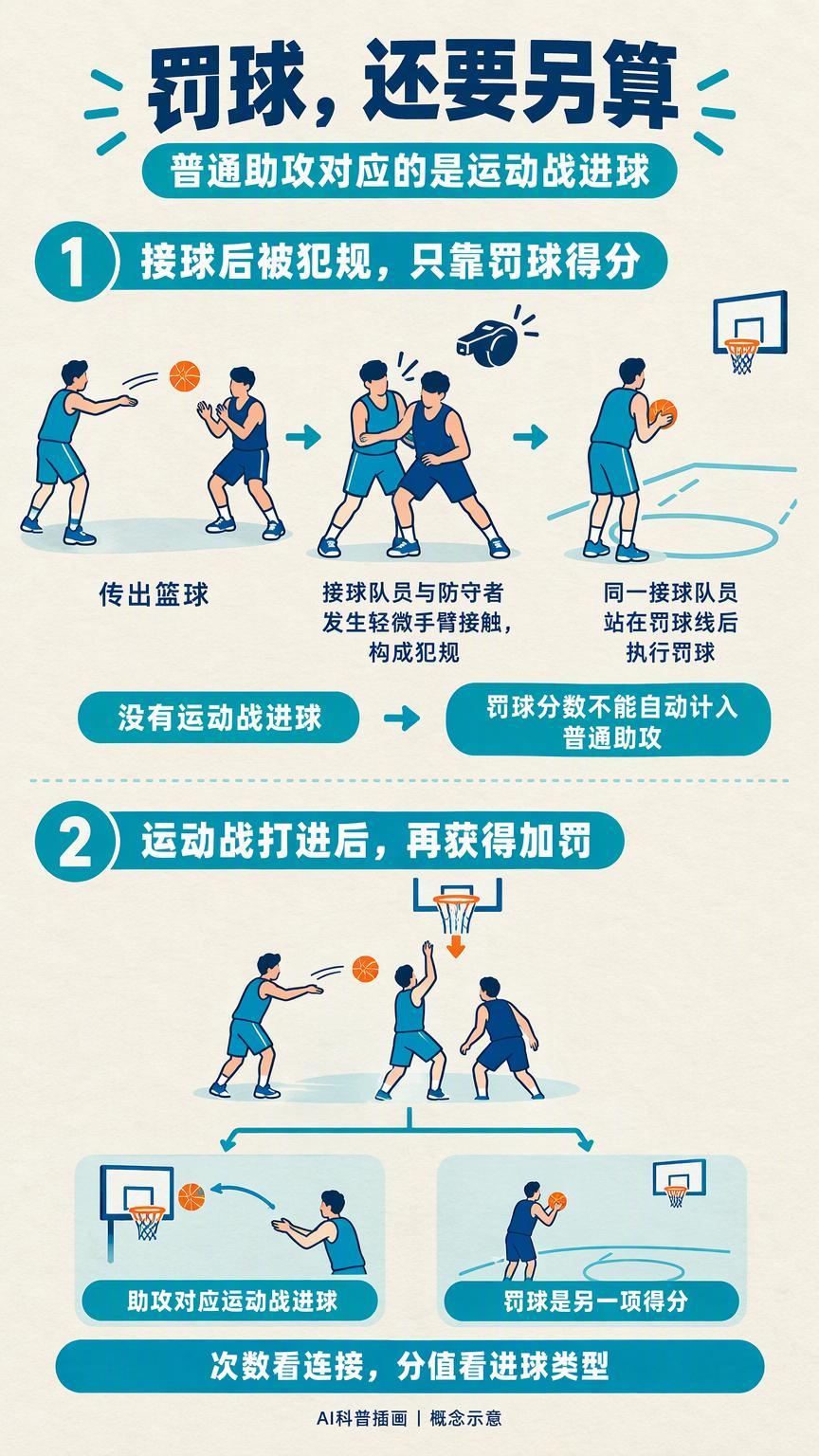 10次助攻，为什么不等于固定为队友带来20分？

北京时间10月25日，#费城76人#以127比116击败雄鹿，恩比德得到28分、11个篮板和10次助攻，完成三双。看到10次助攻，有人会顺手按“每球2分”计算，得出他为队友带来了20分。问题是，NBA助攻统计数的是符合条件的进球连接次数，不是这些进球一共值多少分。 ​